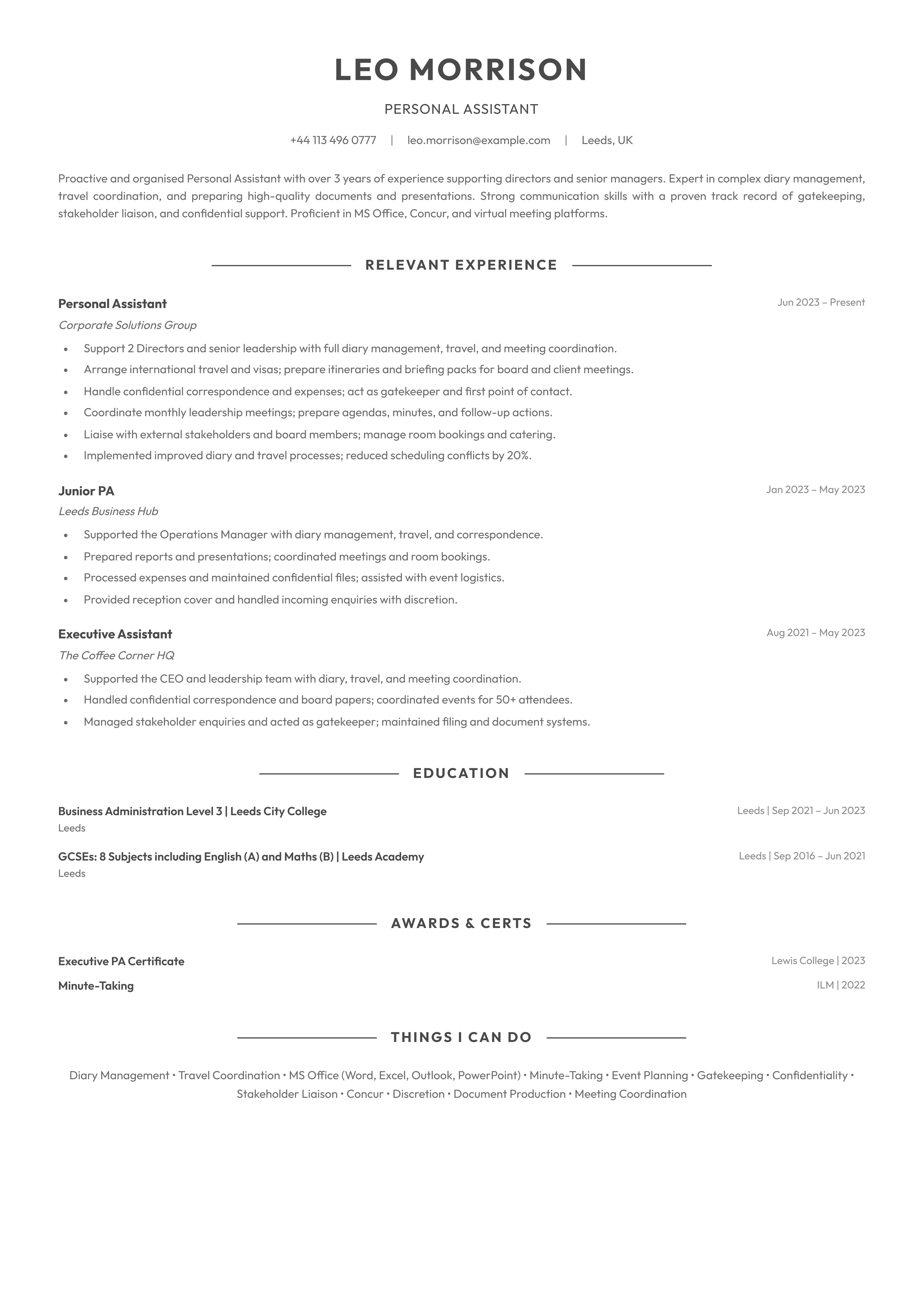 Personal Assistant (Modern) template