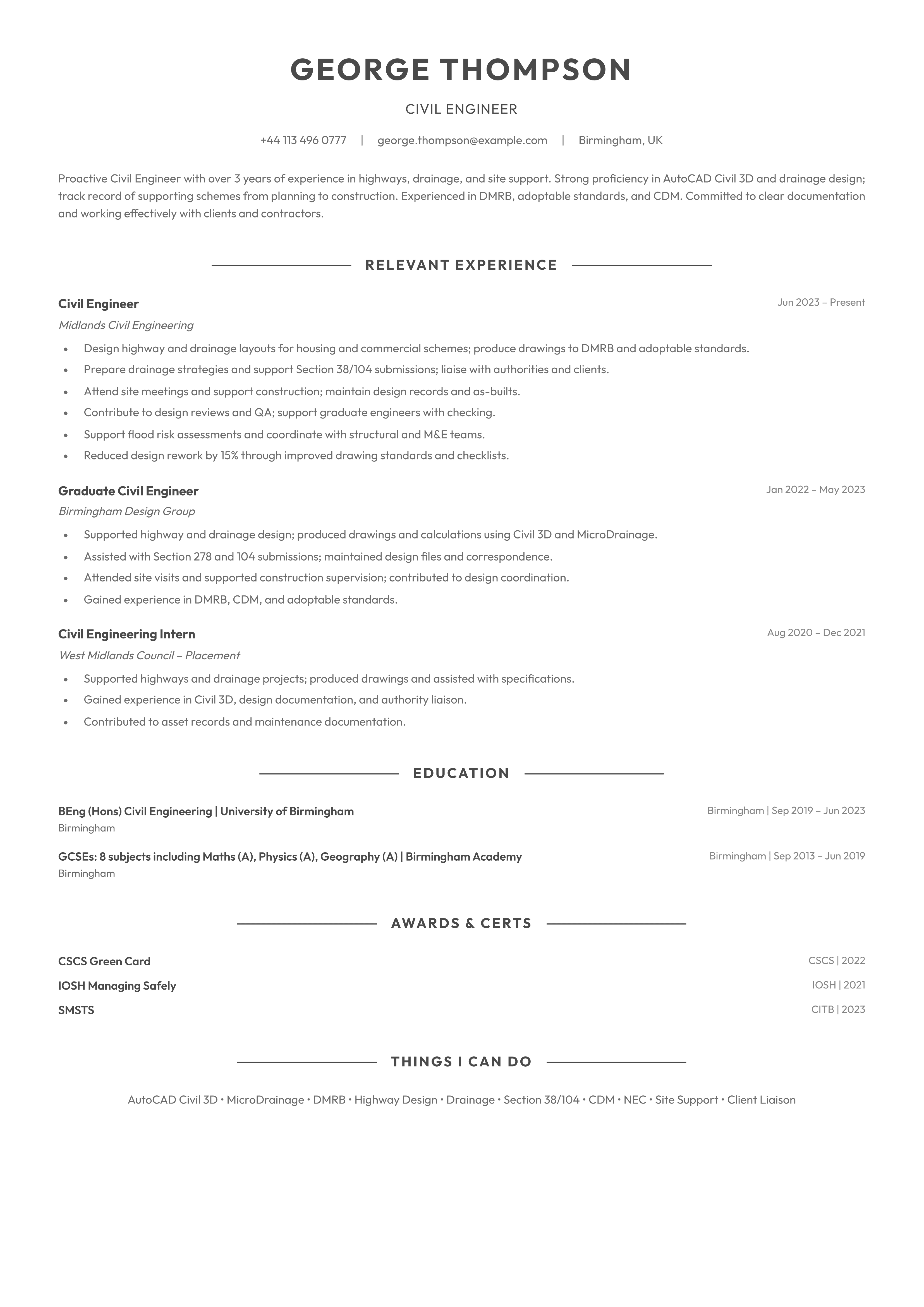 Civil Engineer (Modern) template