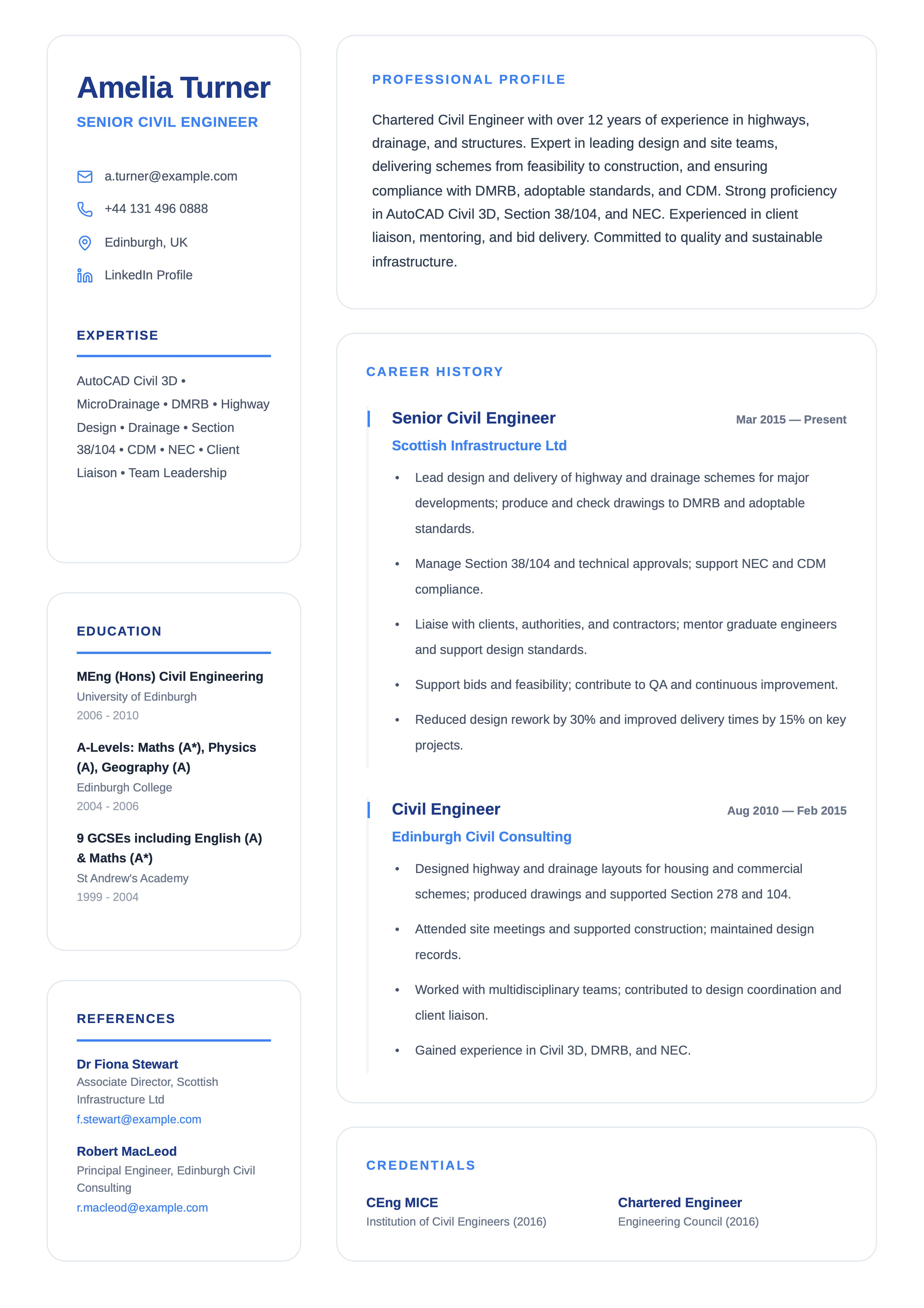 civil engineer cv template