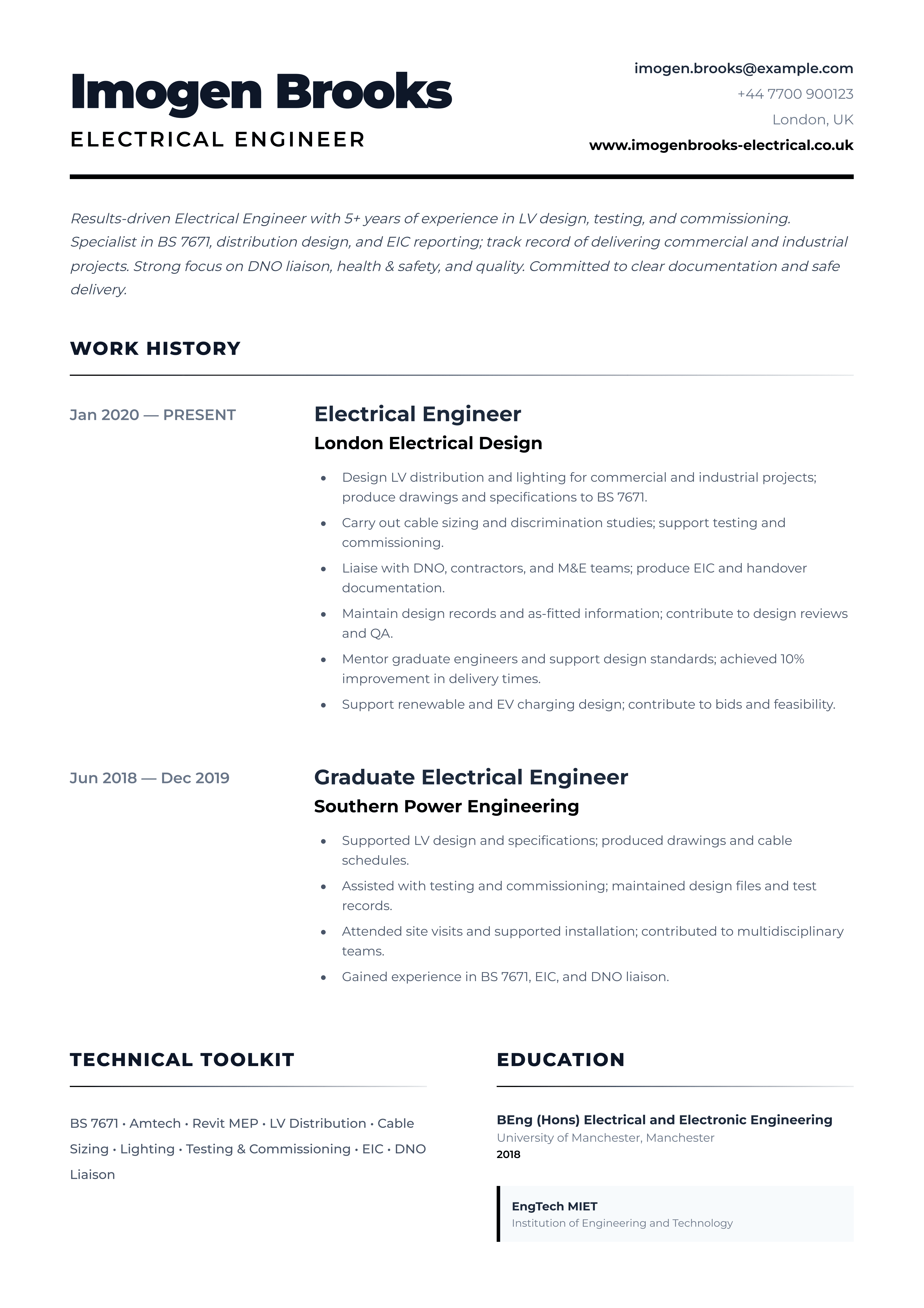 electrical engineer cv template