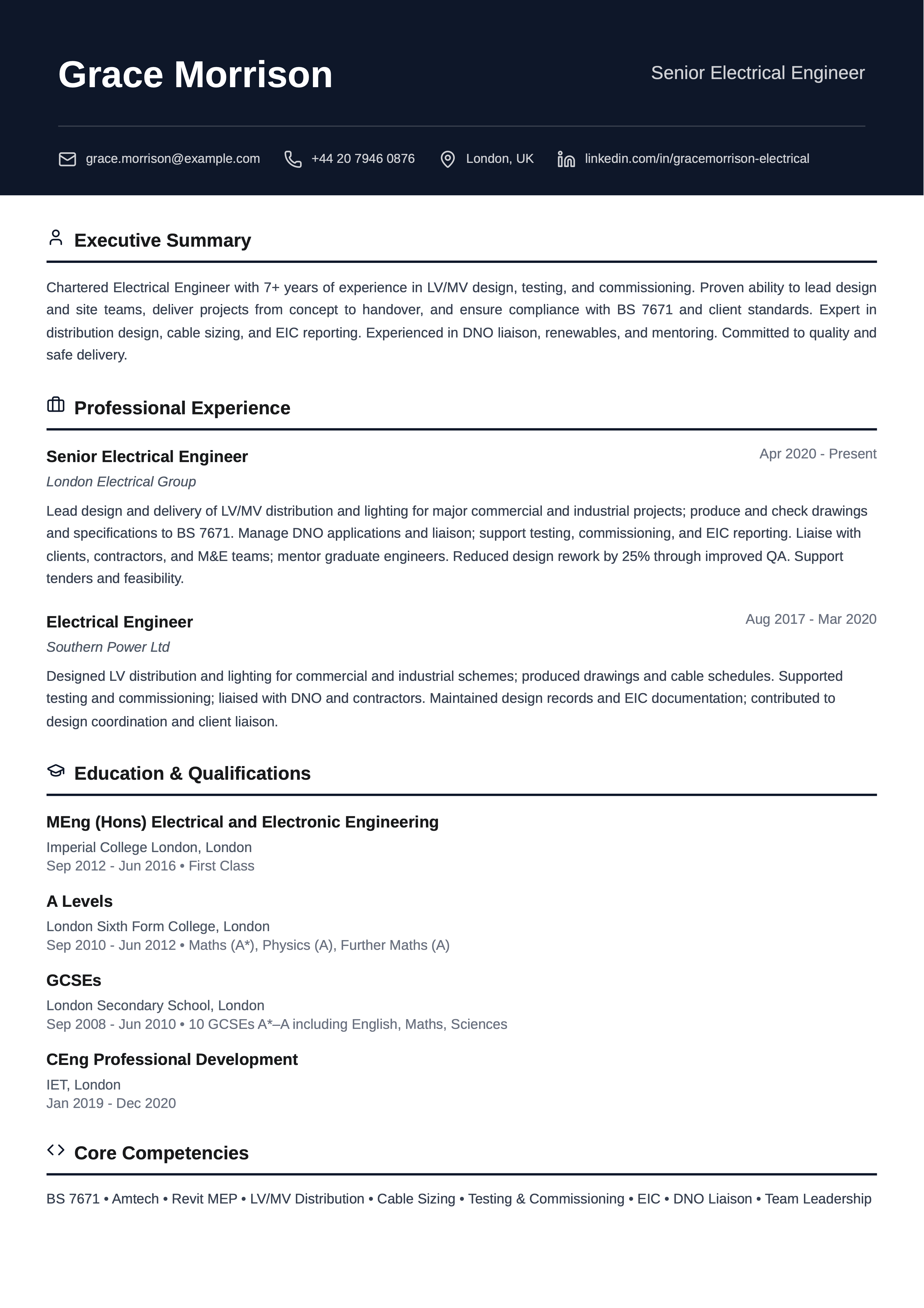 electrical engineer cv template