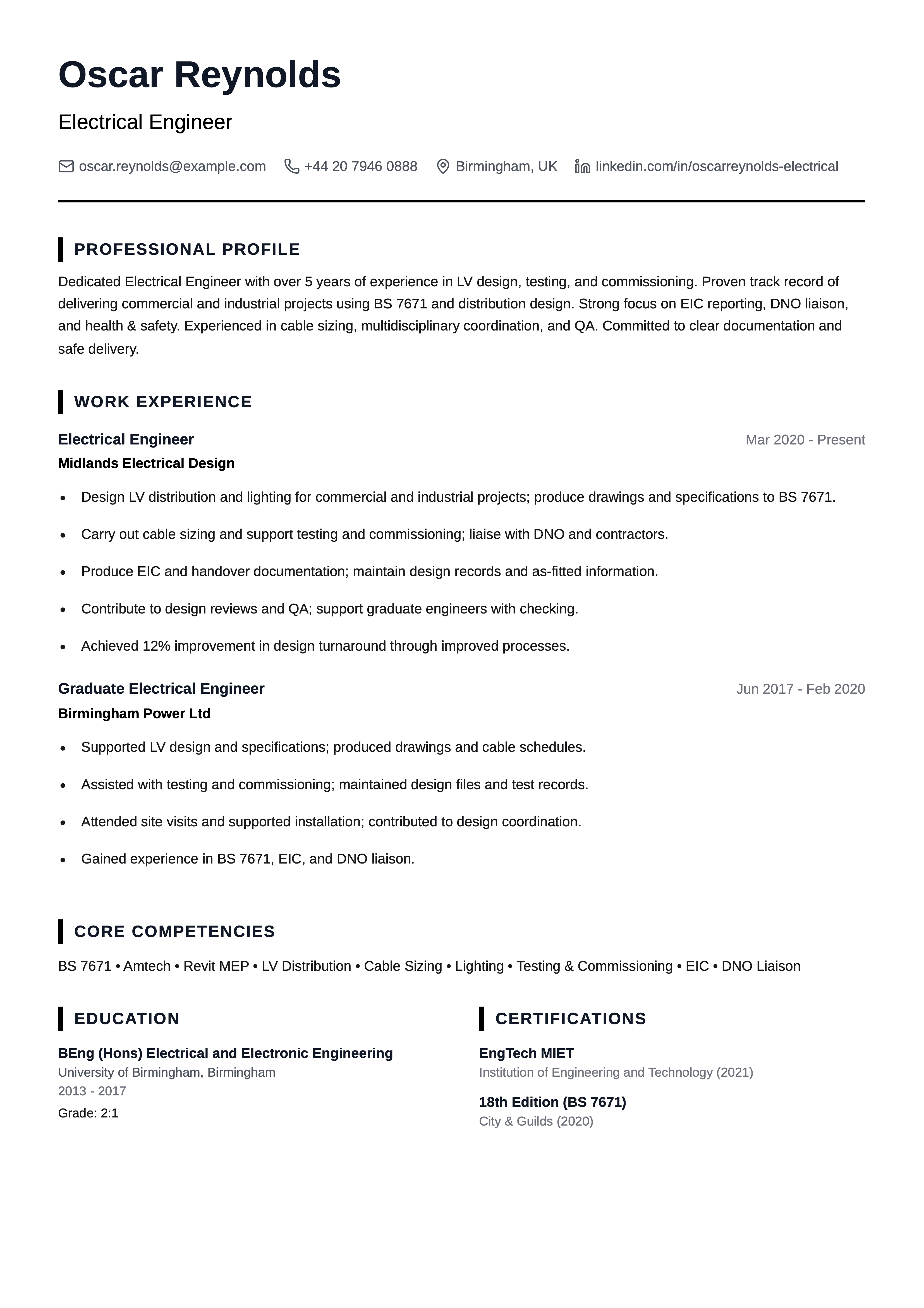 electrical engineer cv template