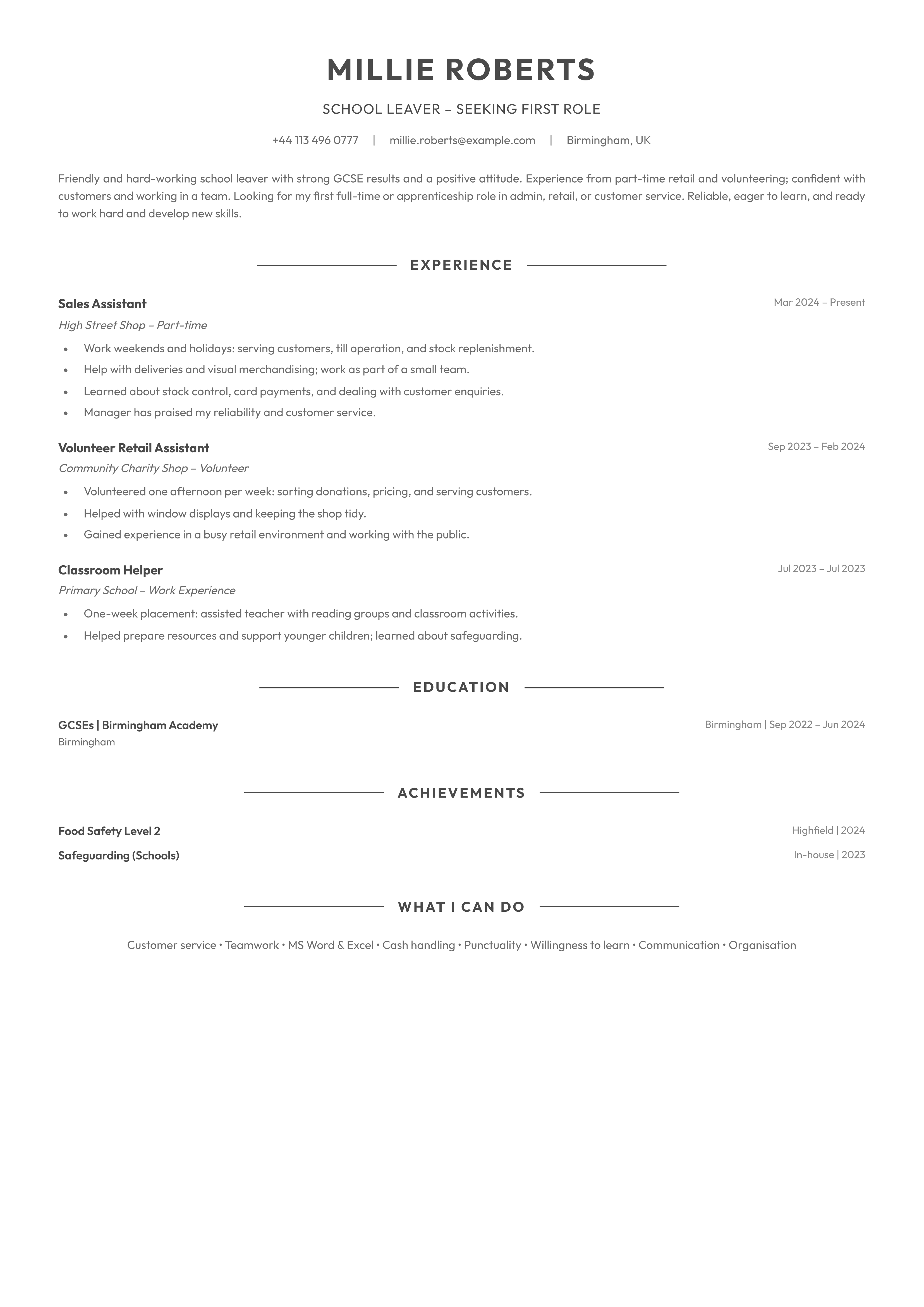 School Leaver (Modern) template