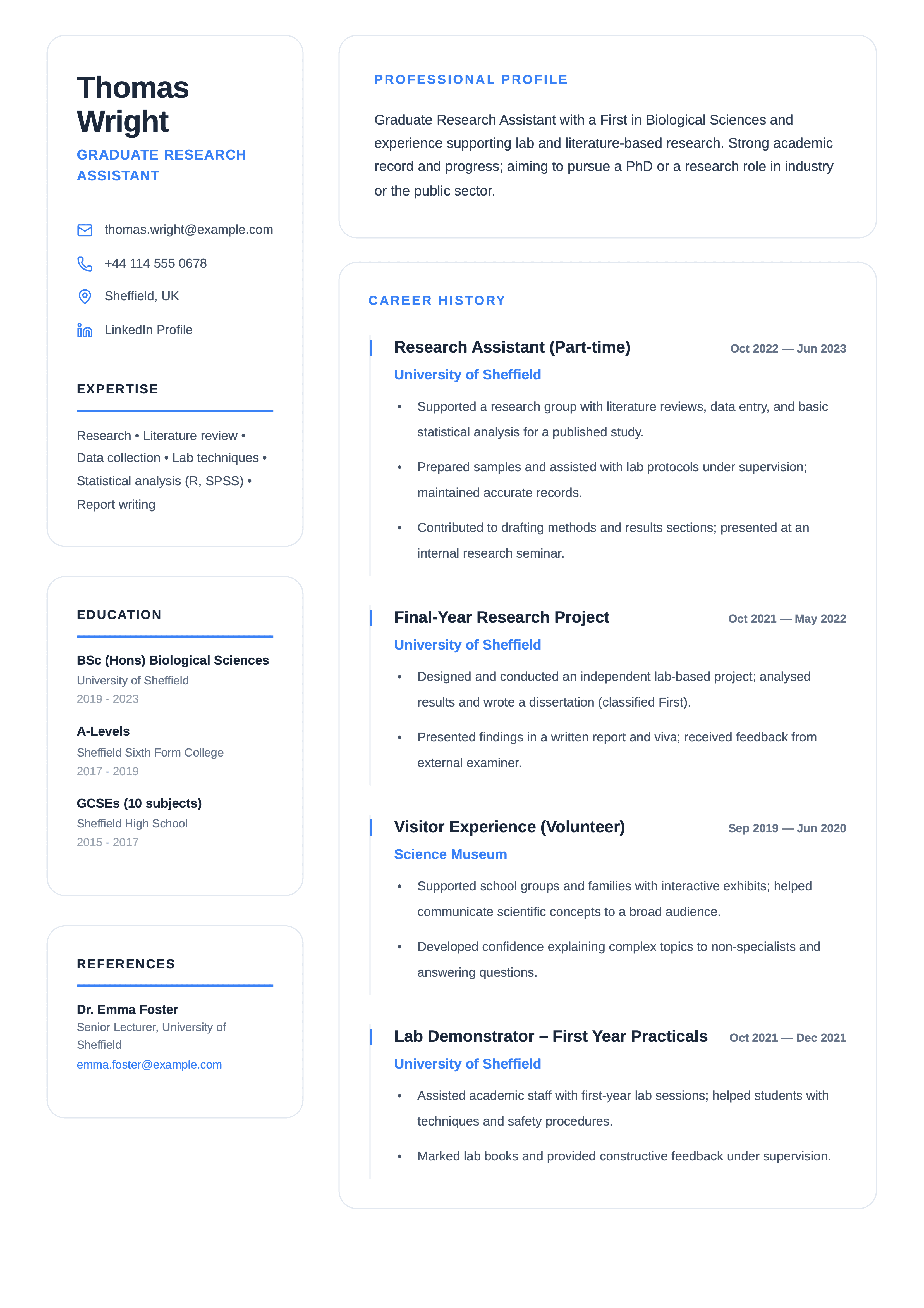 graduate research cv template