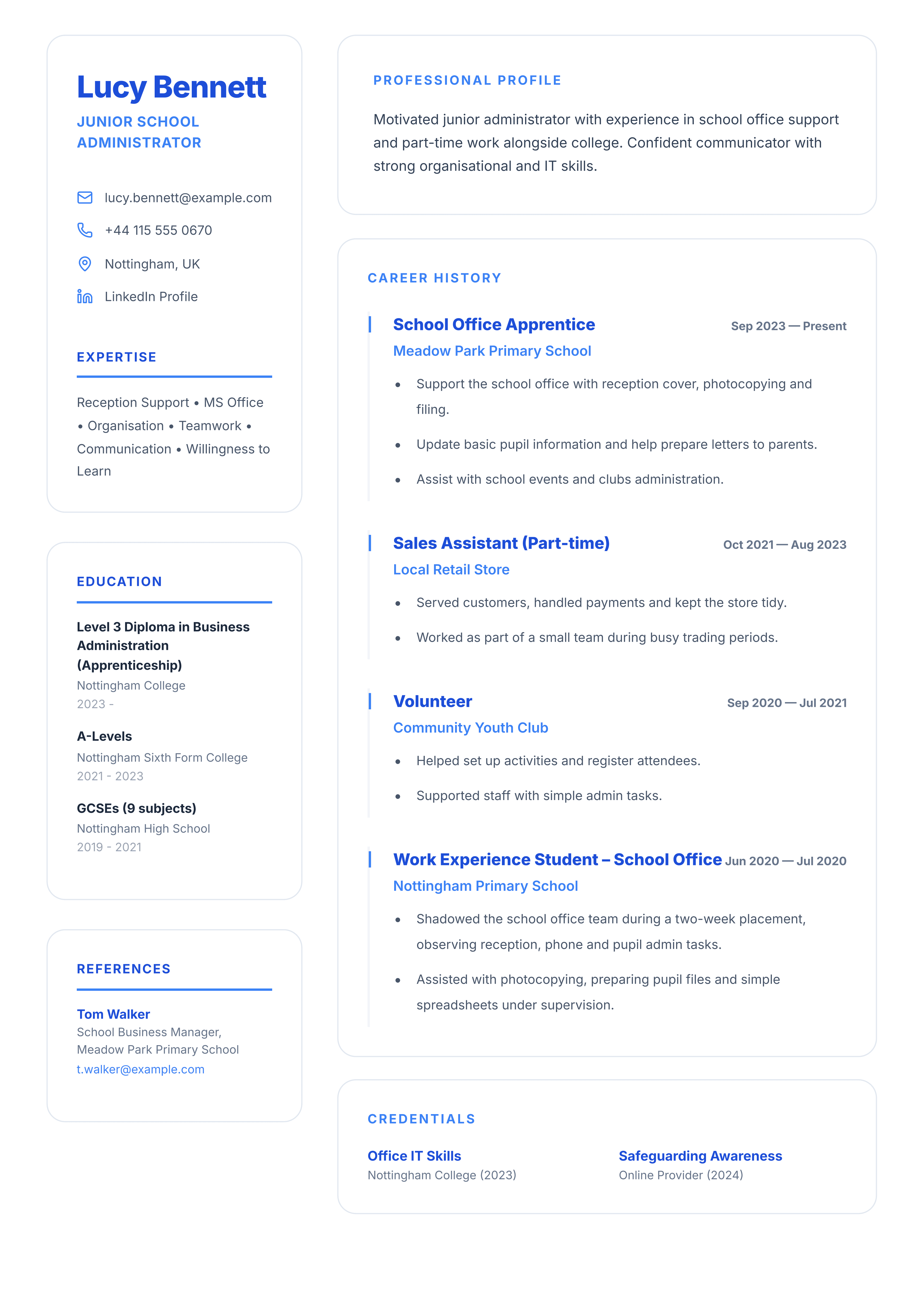 school administrator cv template junior school administrator cv