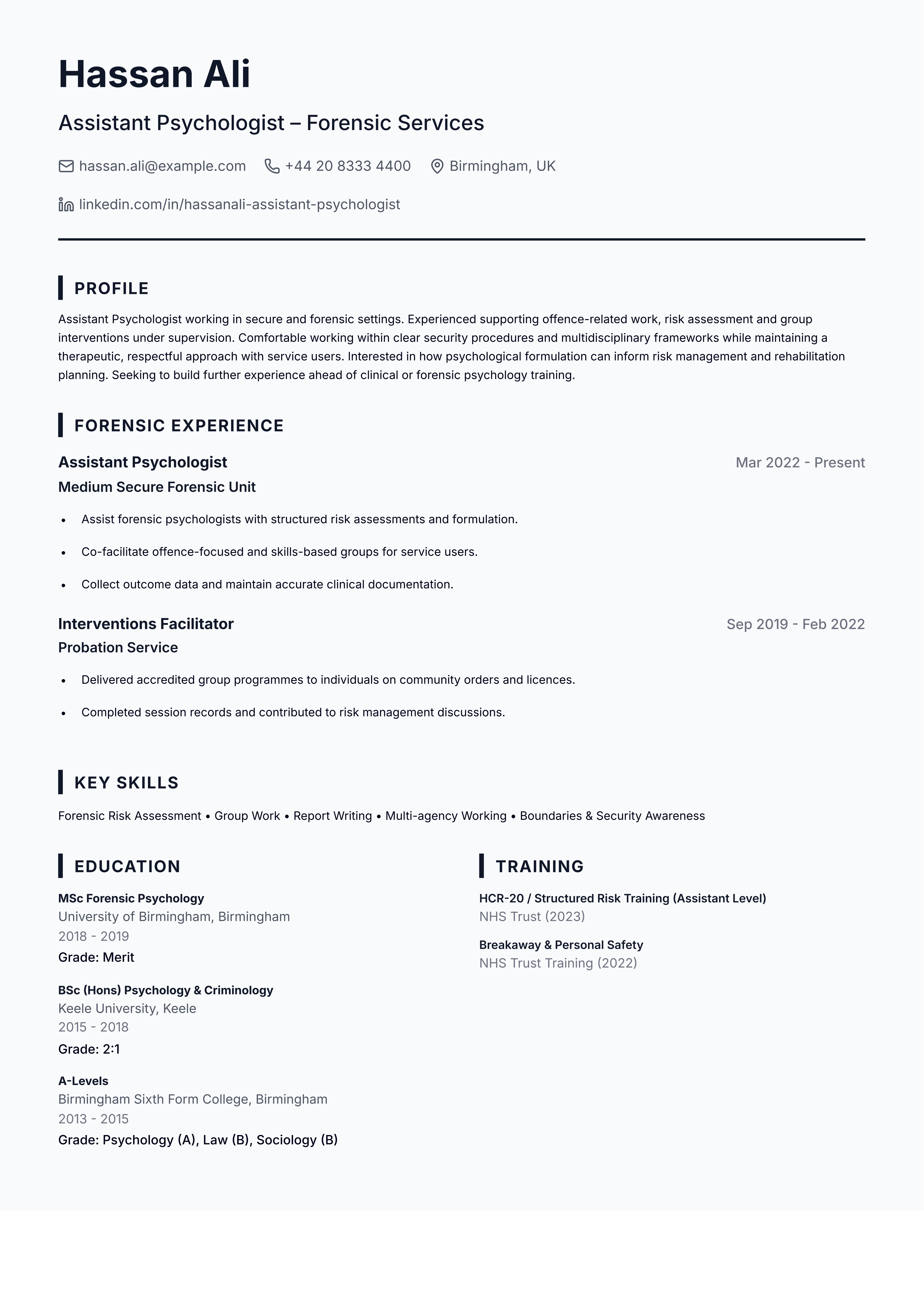 assistant psychologist cv template forensic assistant psychologist cv