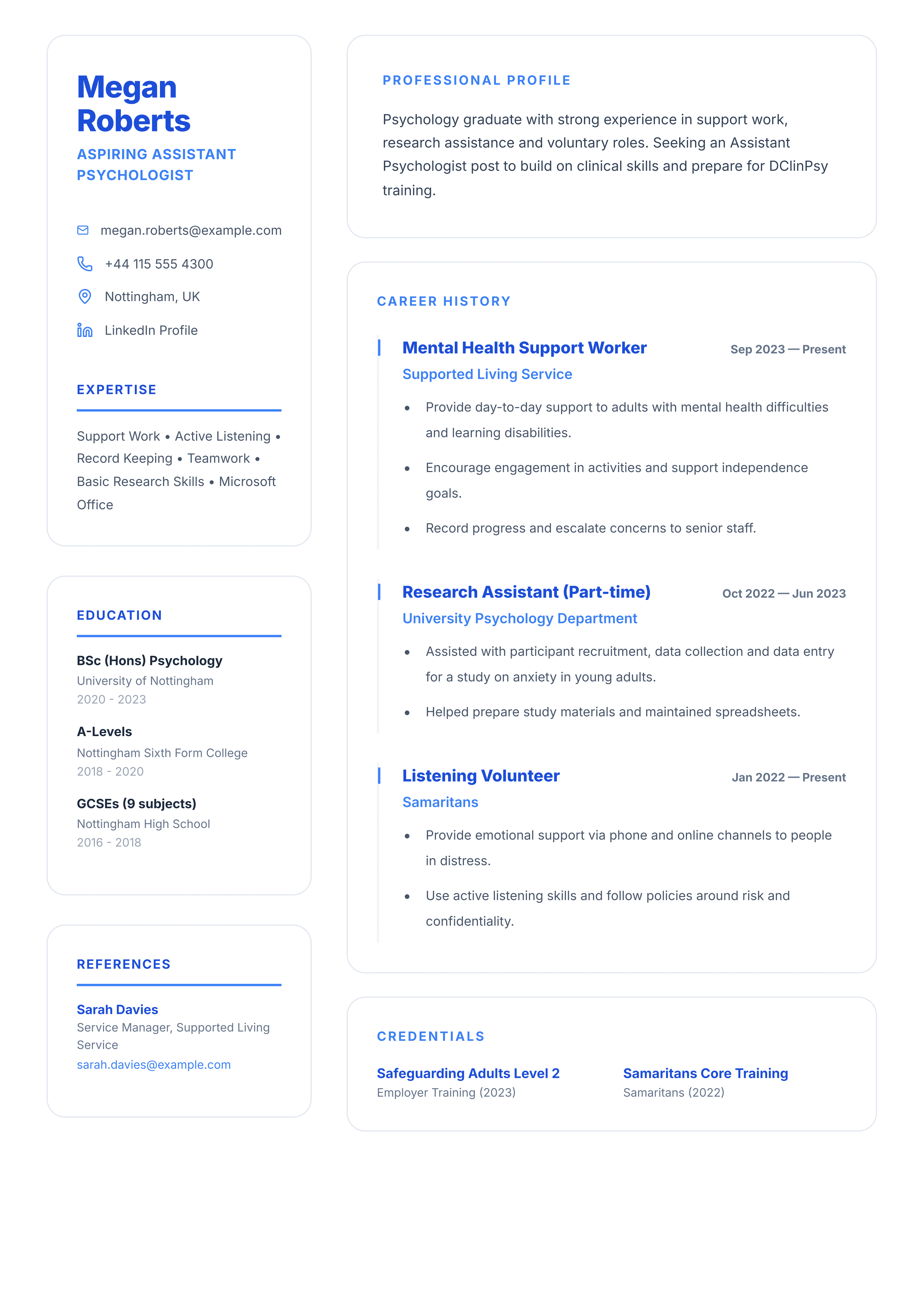 assistant psychologist cv template entry-level assistant psychologist cv