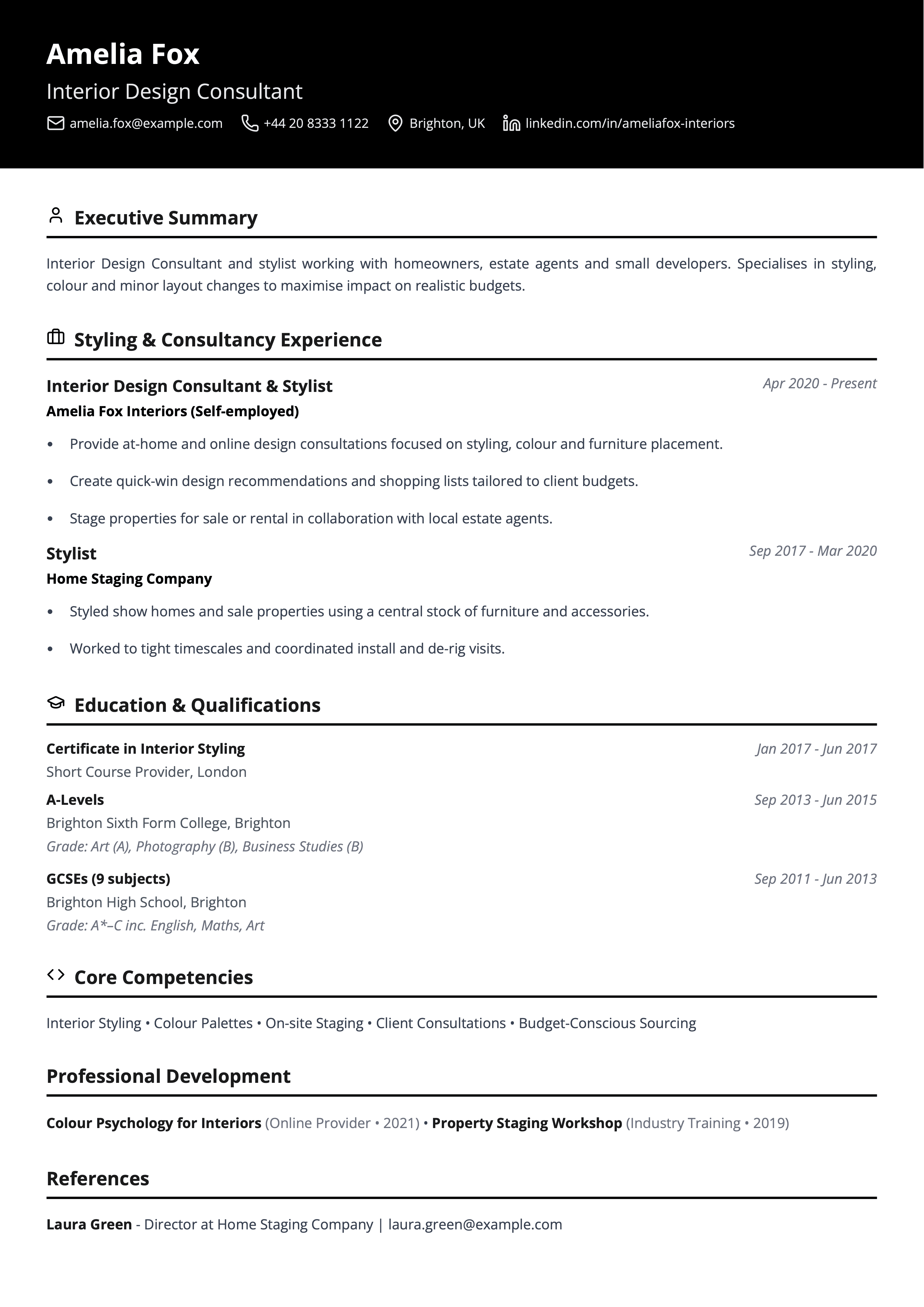 interior design cv template interior design consultant cv