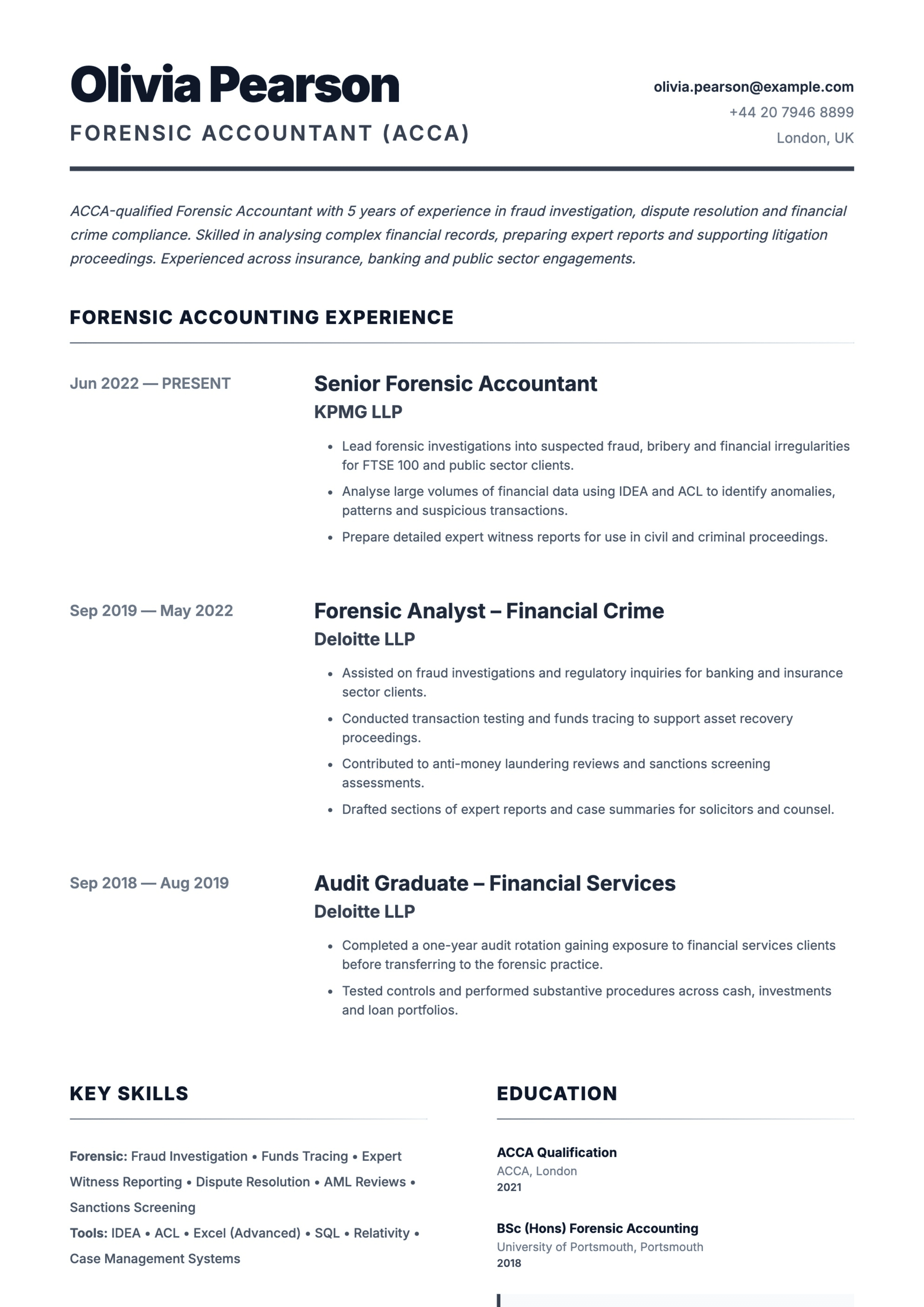 forensic accountant cv template