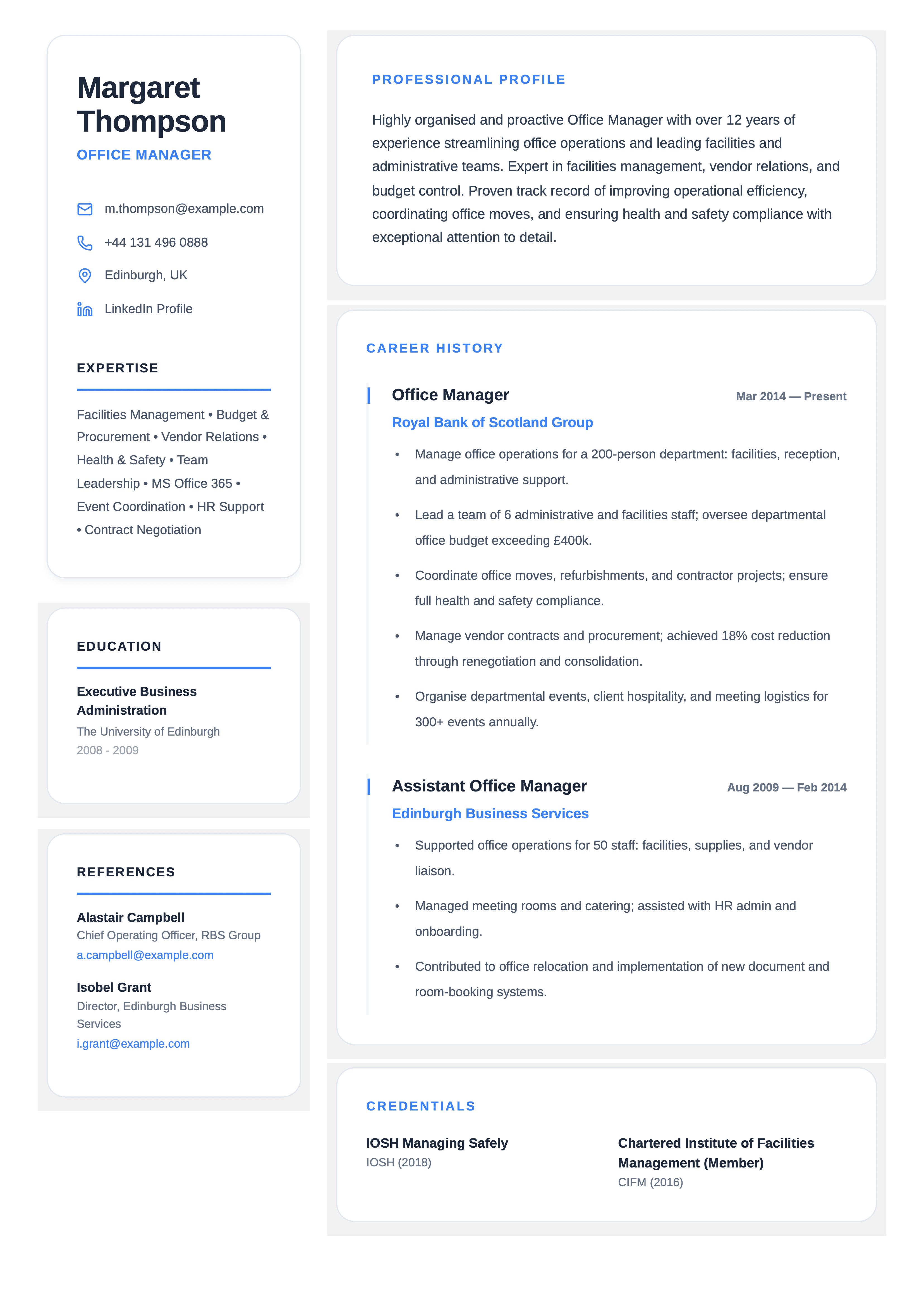 office manager cv template