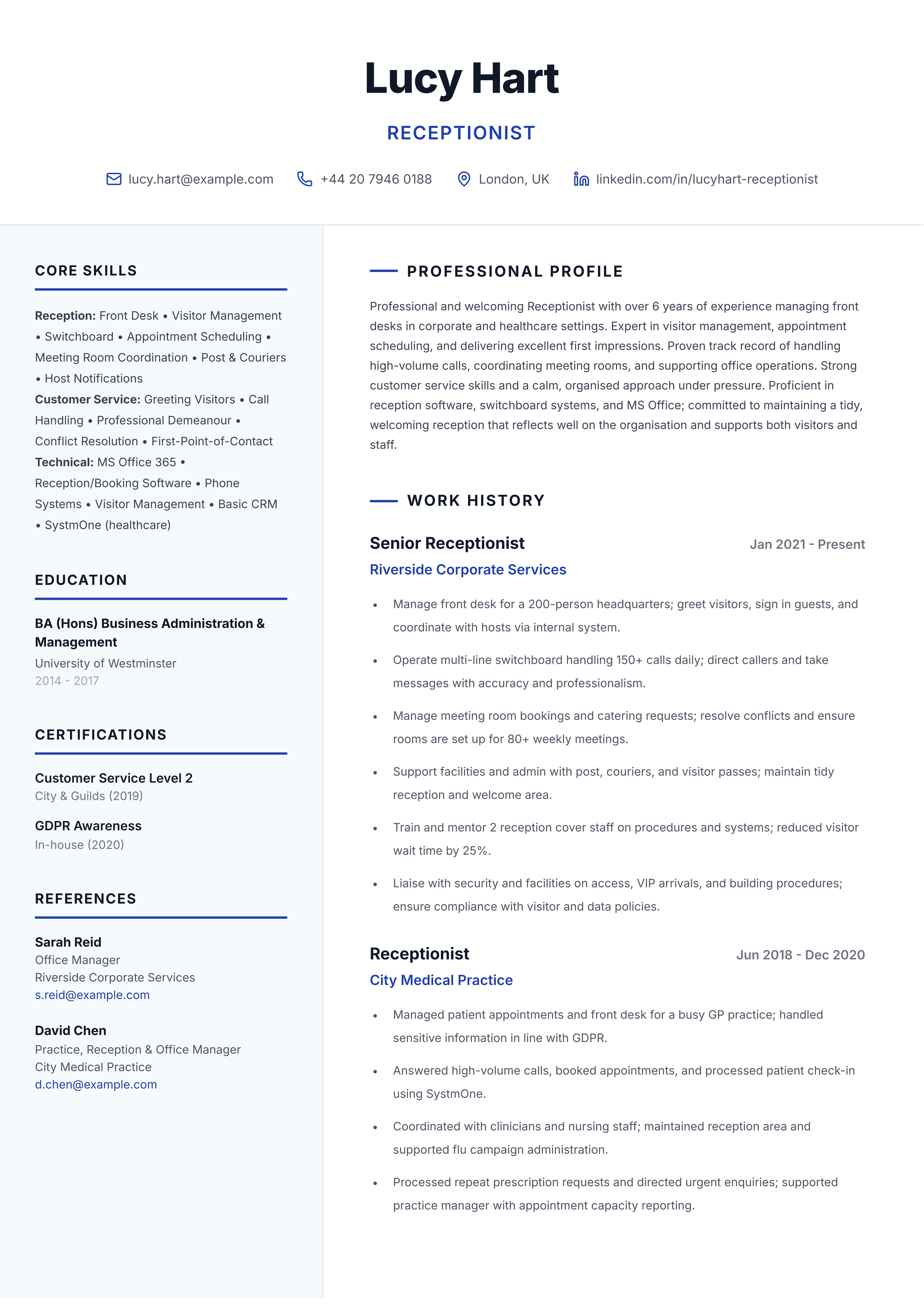 Senior Reception Pro template