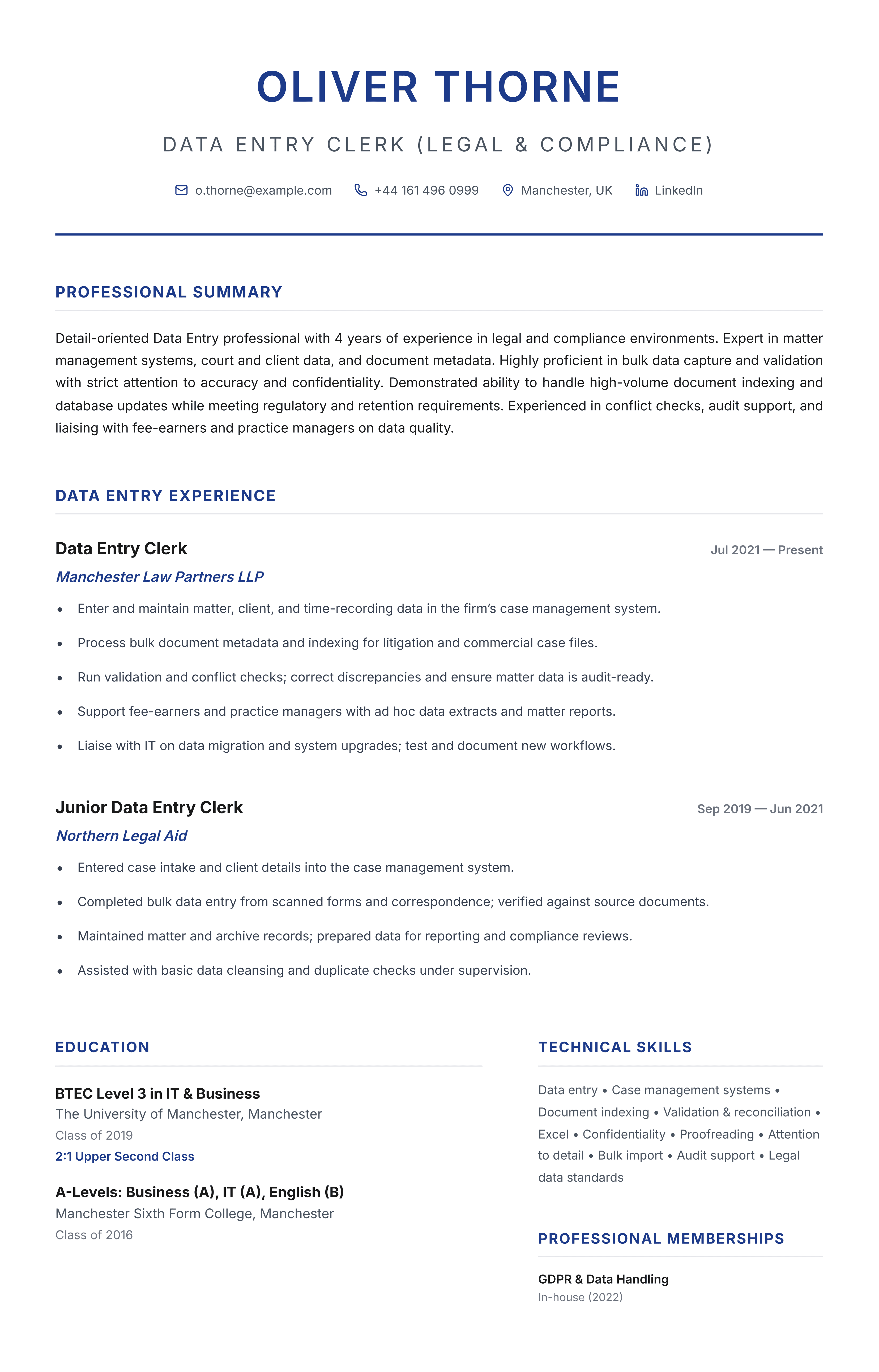 Data Entry (Legal & Compliance) template