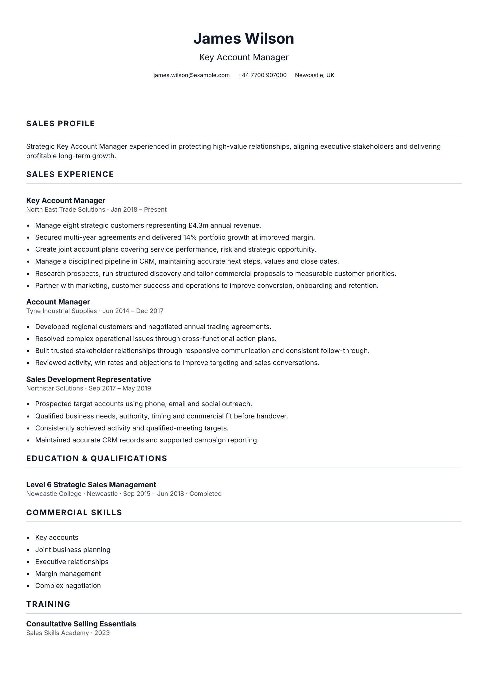 Key Account Manager CV template