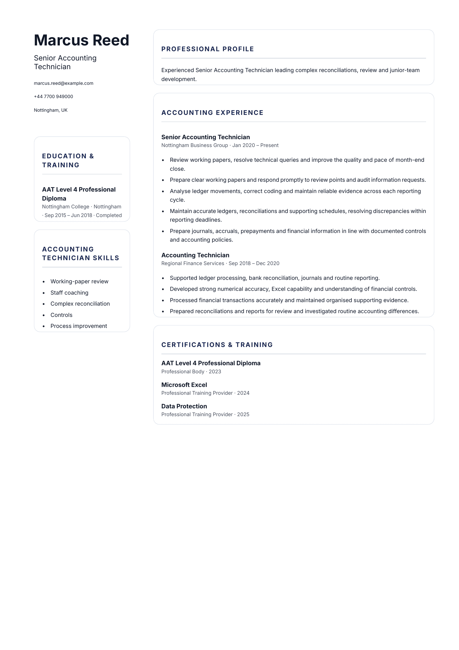 Senior Accounting Technician CV template