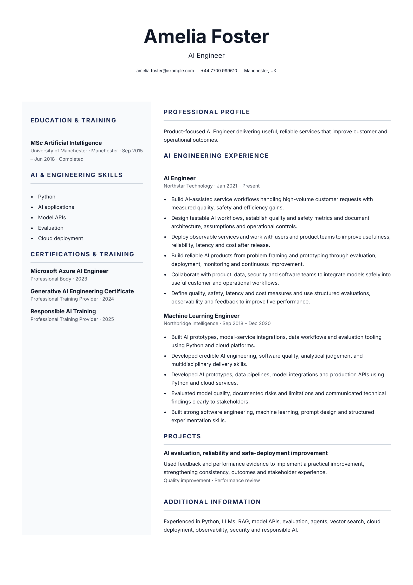 AI engineer CV
