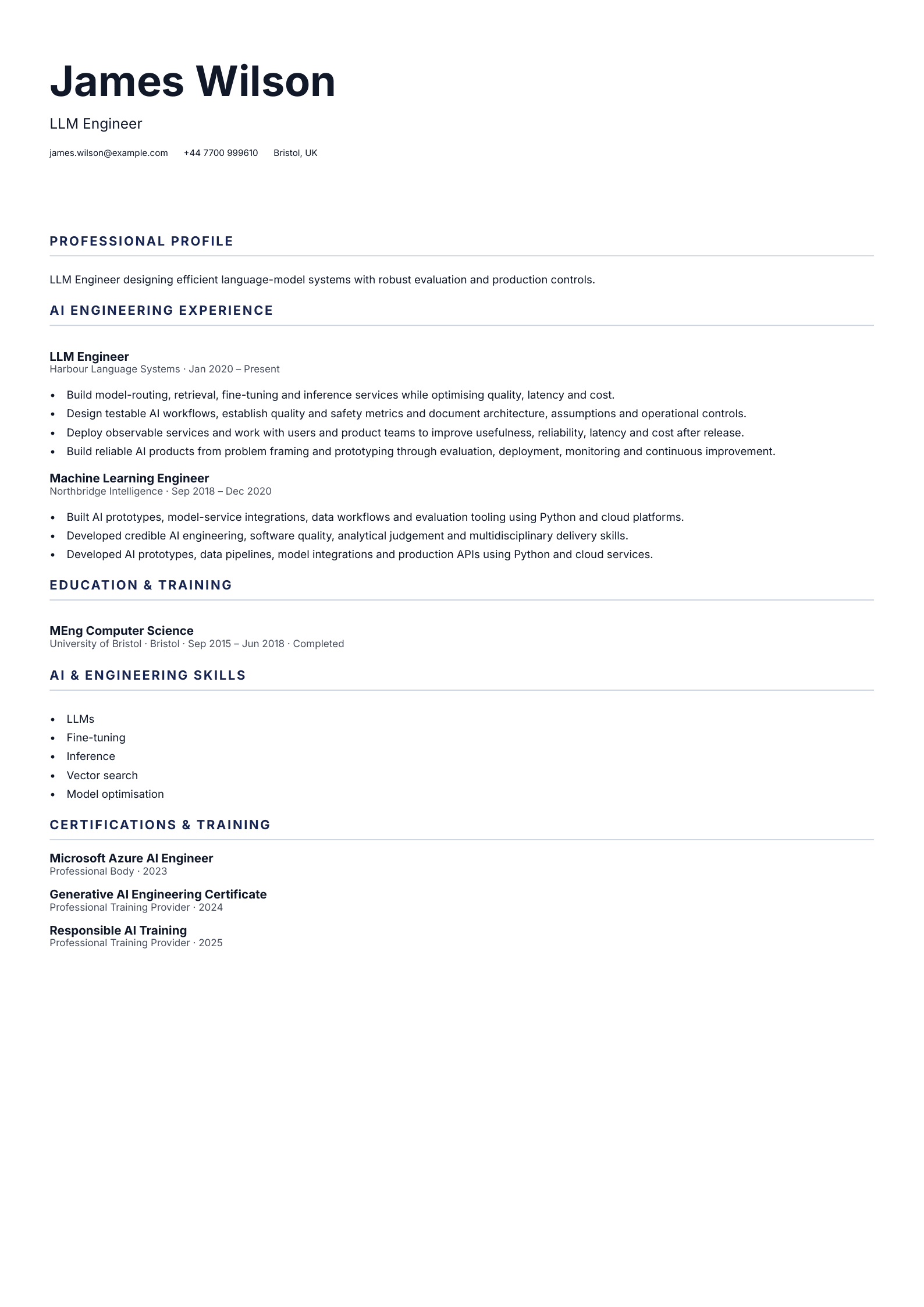 LLM Engineer CV template