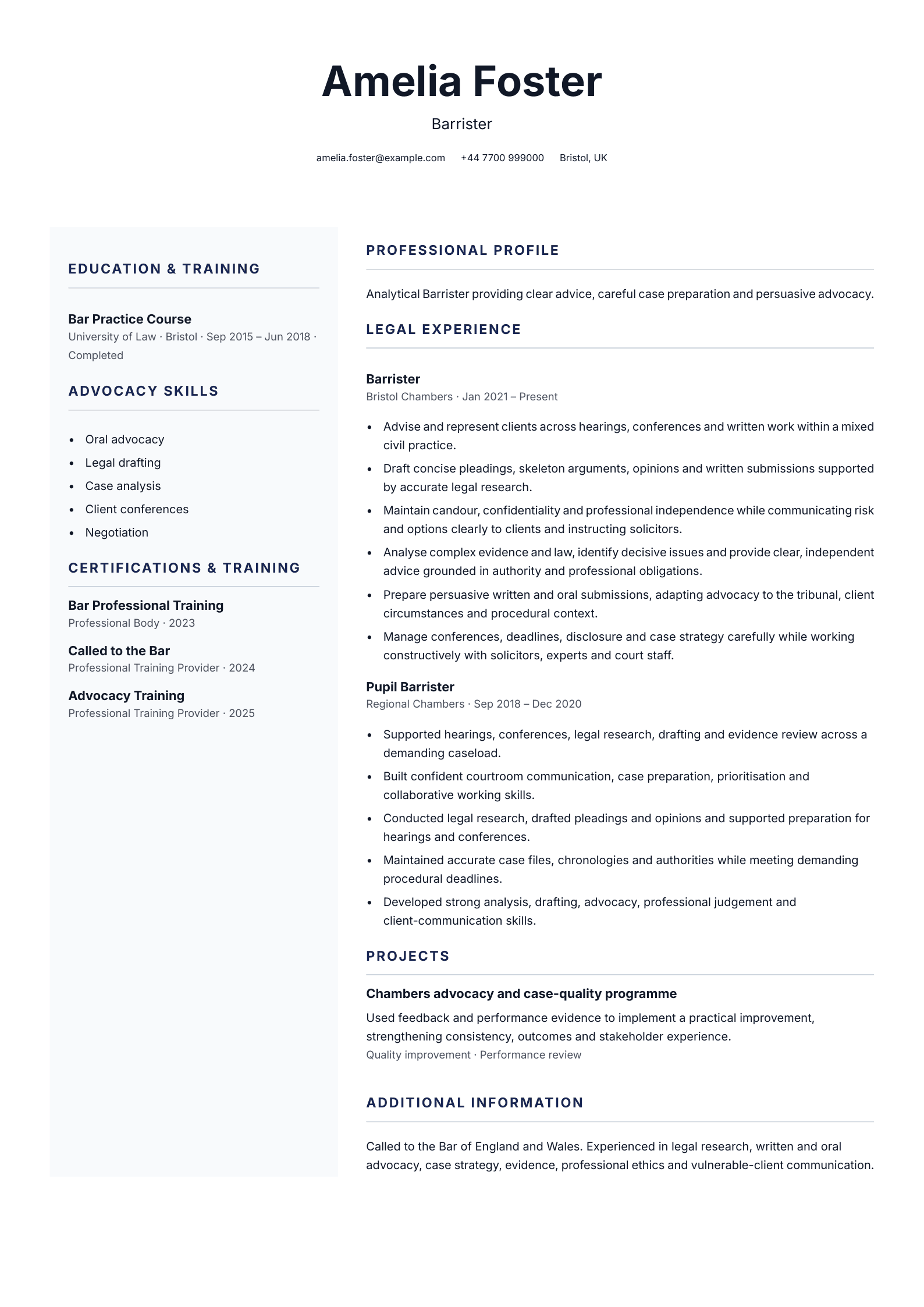Barrister CV