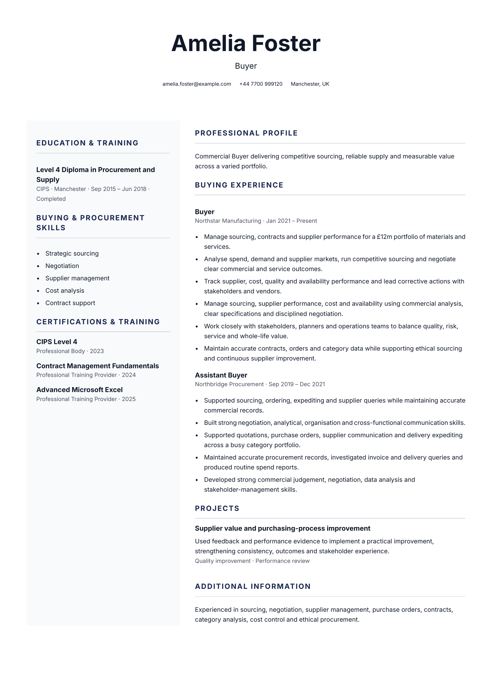 Buyer CV
