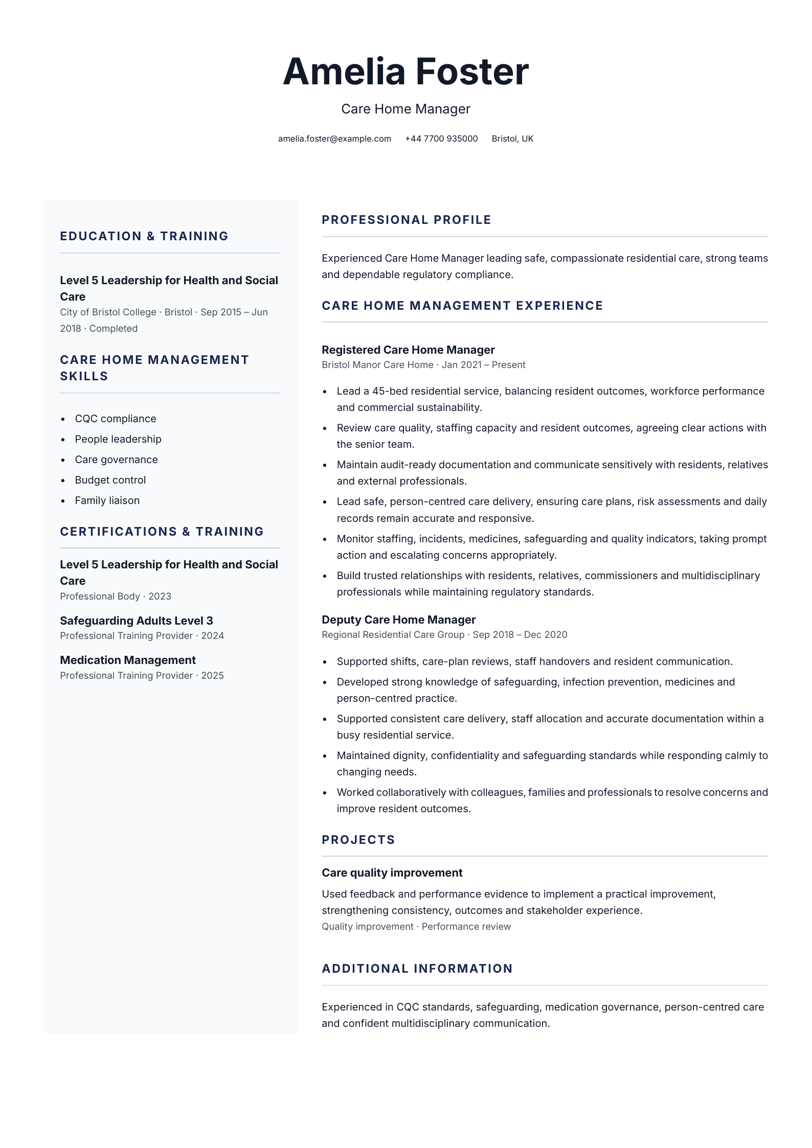 Care coordinator CV