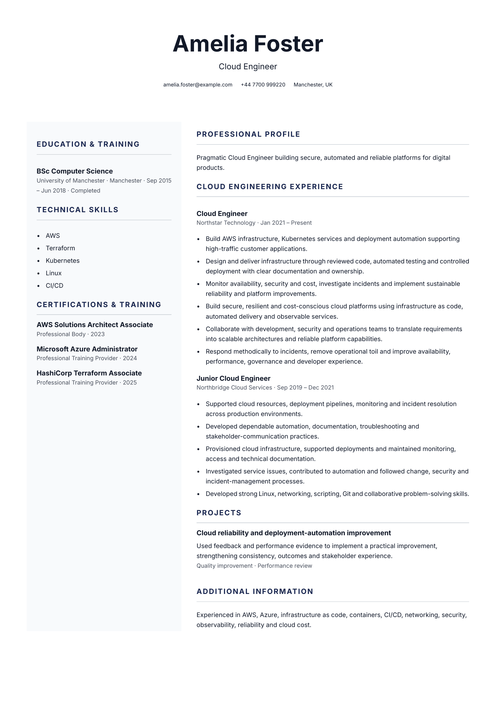 Cloud engineer CV
