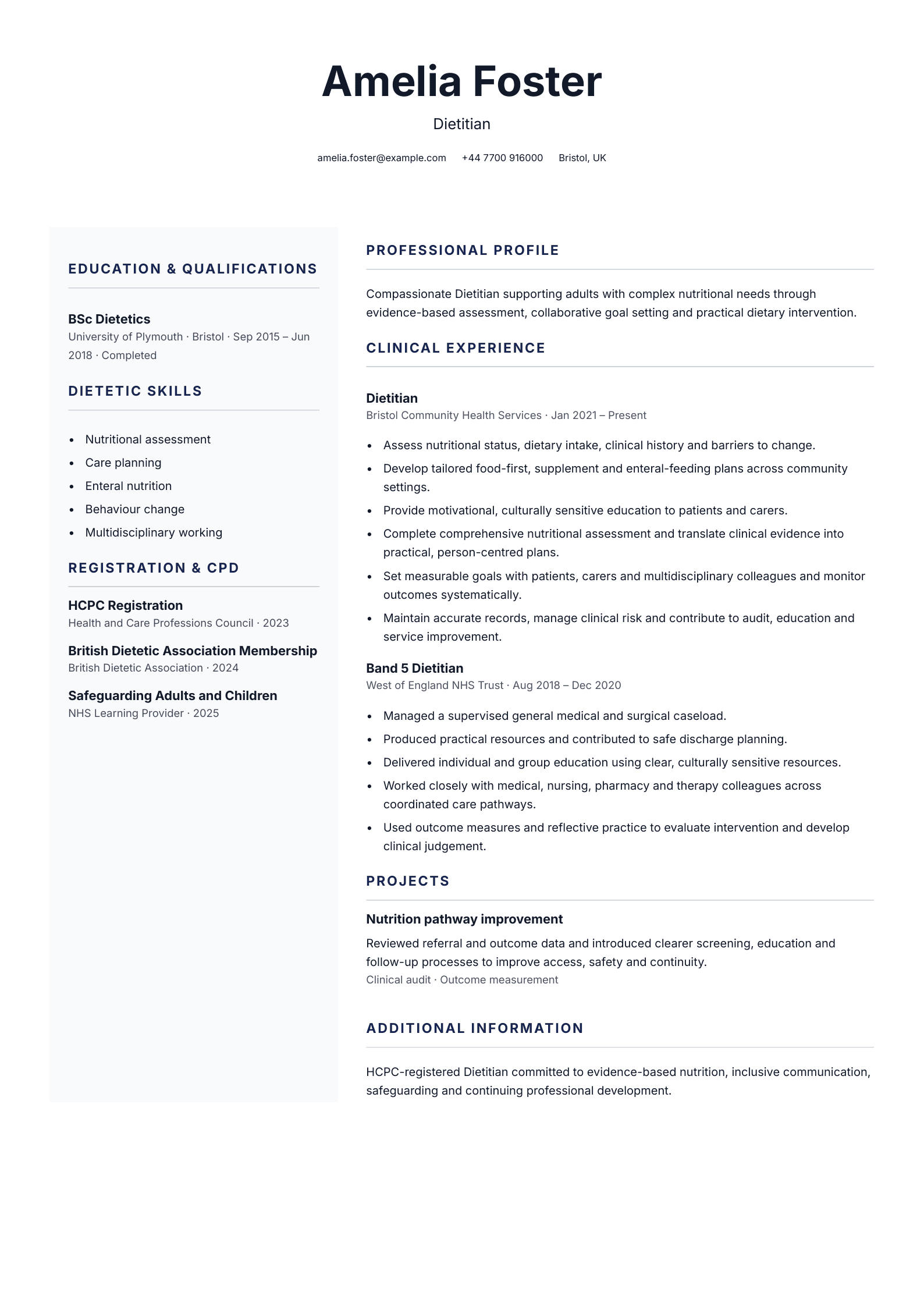 Dietitian CV
