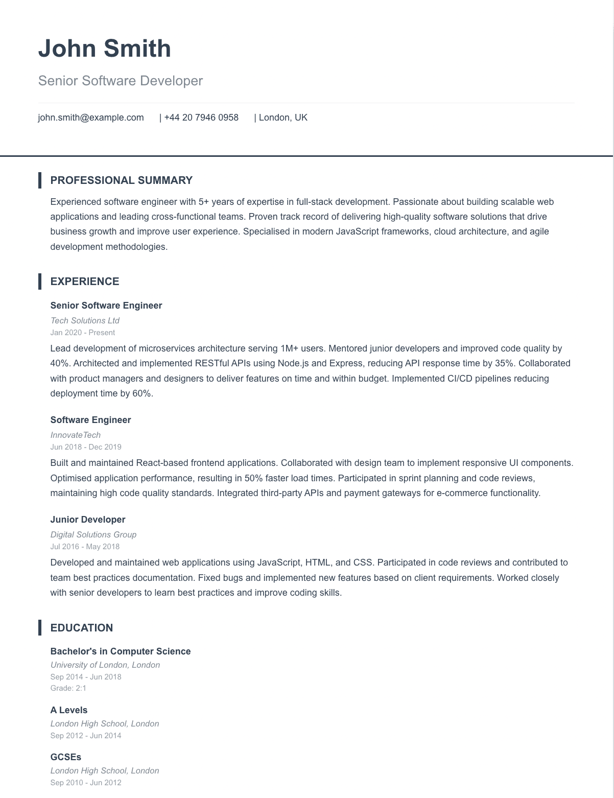 Legal CV template