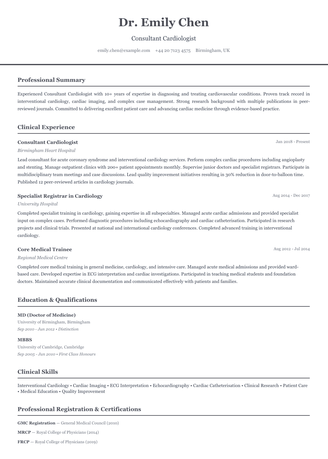 Medical CV template