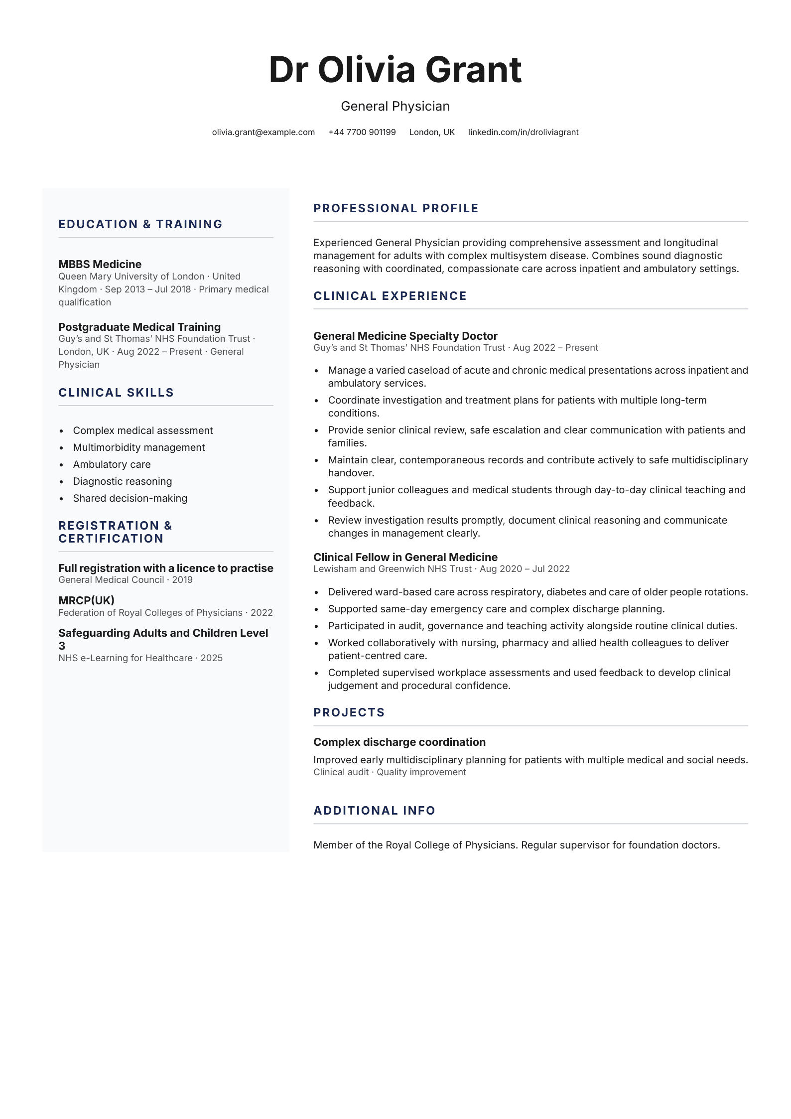 General physician CV
