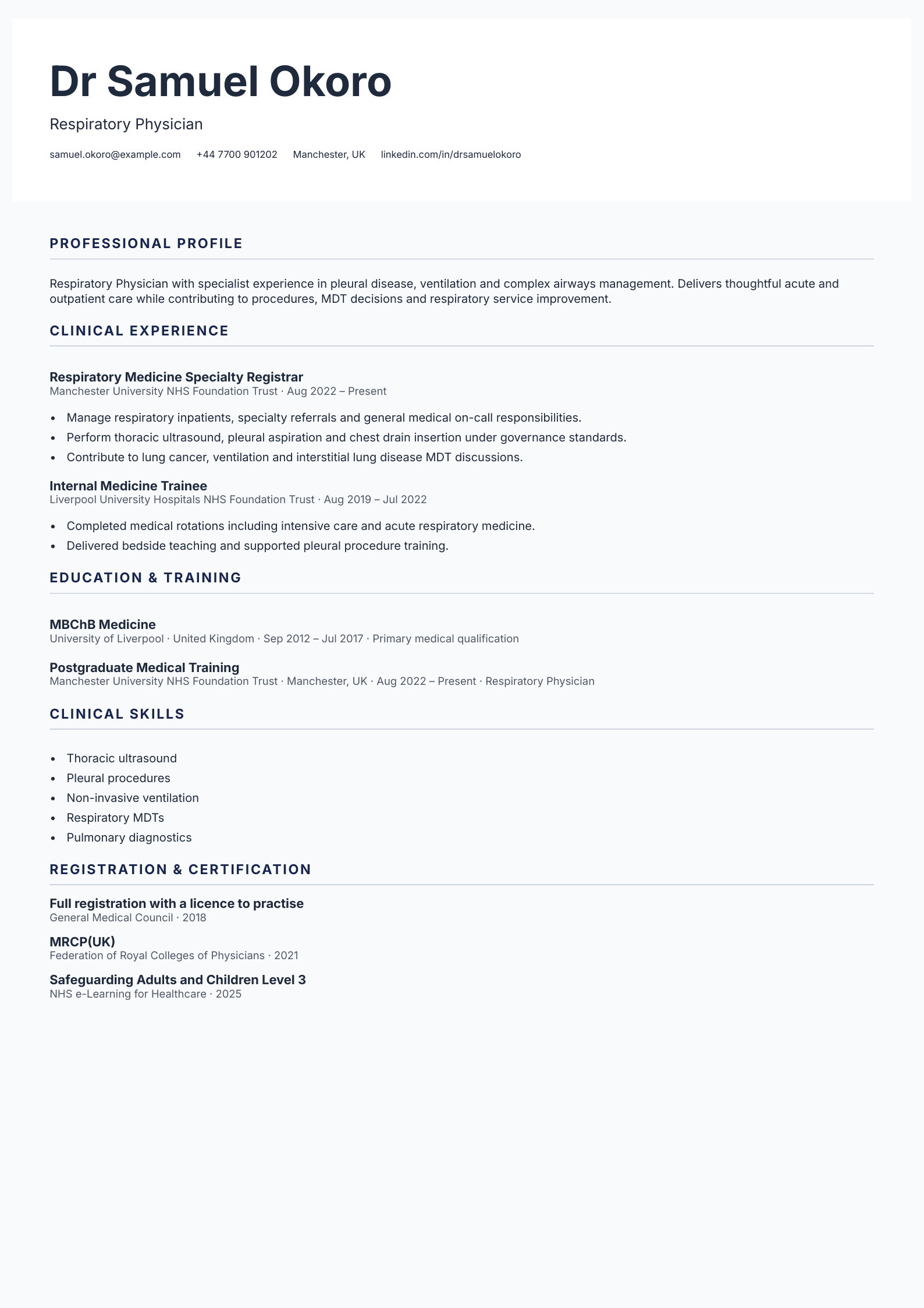 Respiratory physician CV
