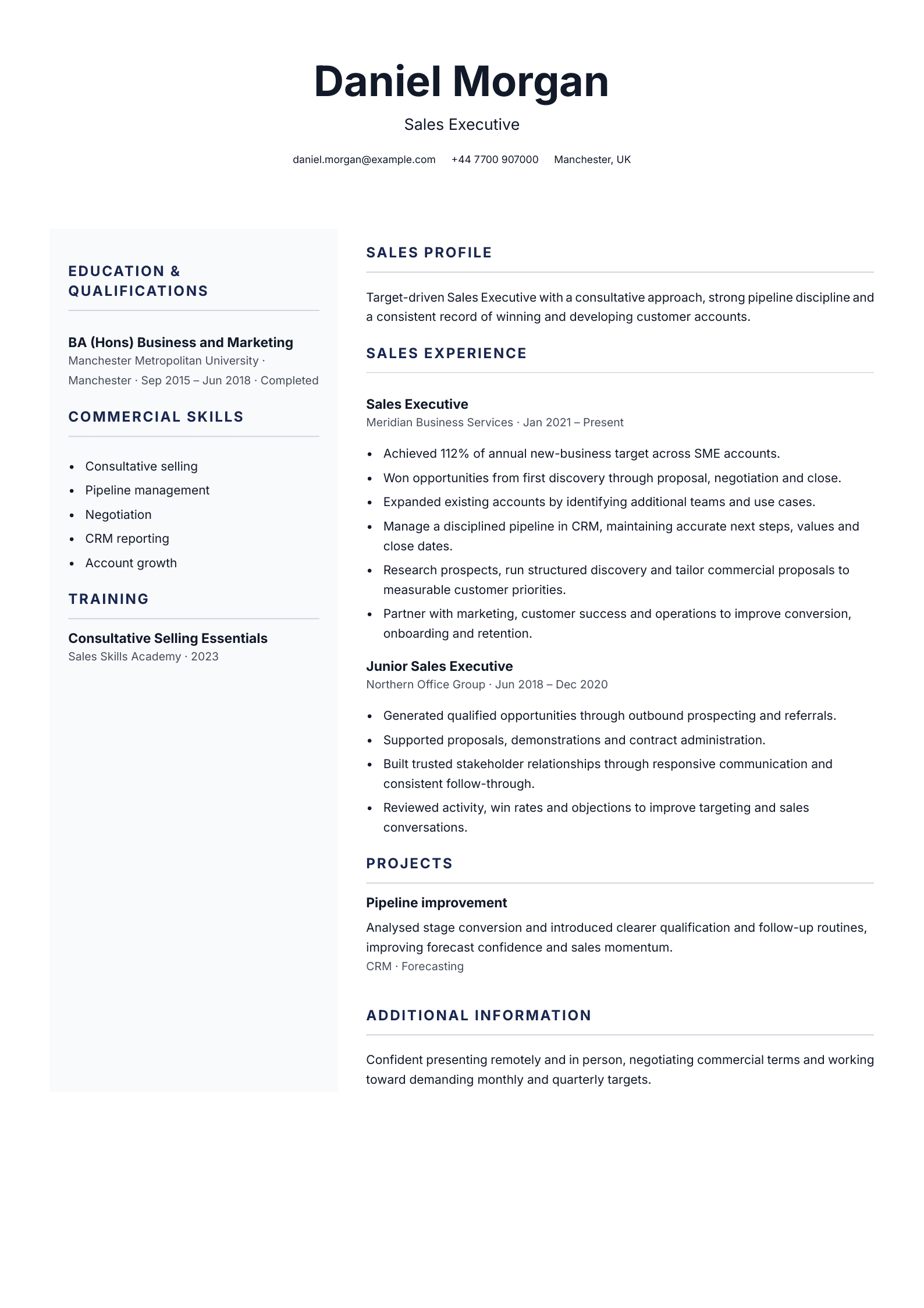 Sales executive CV