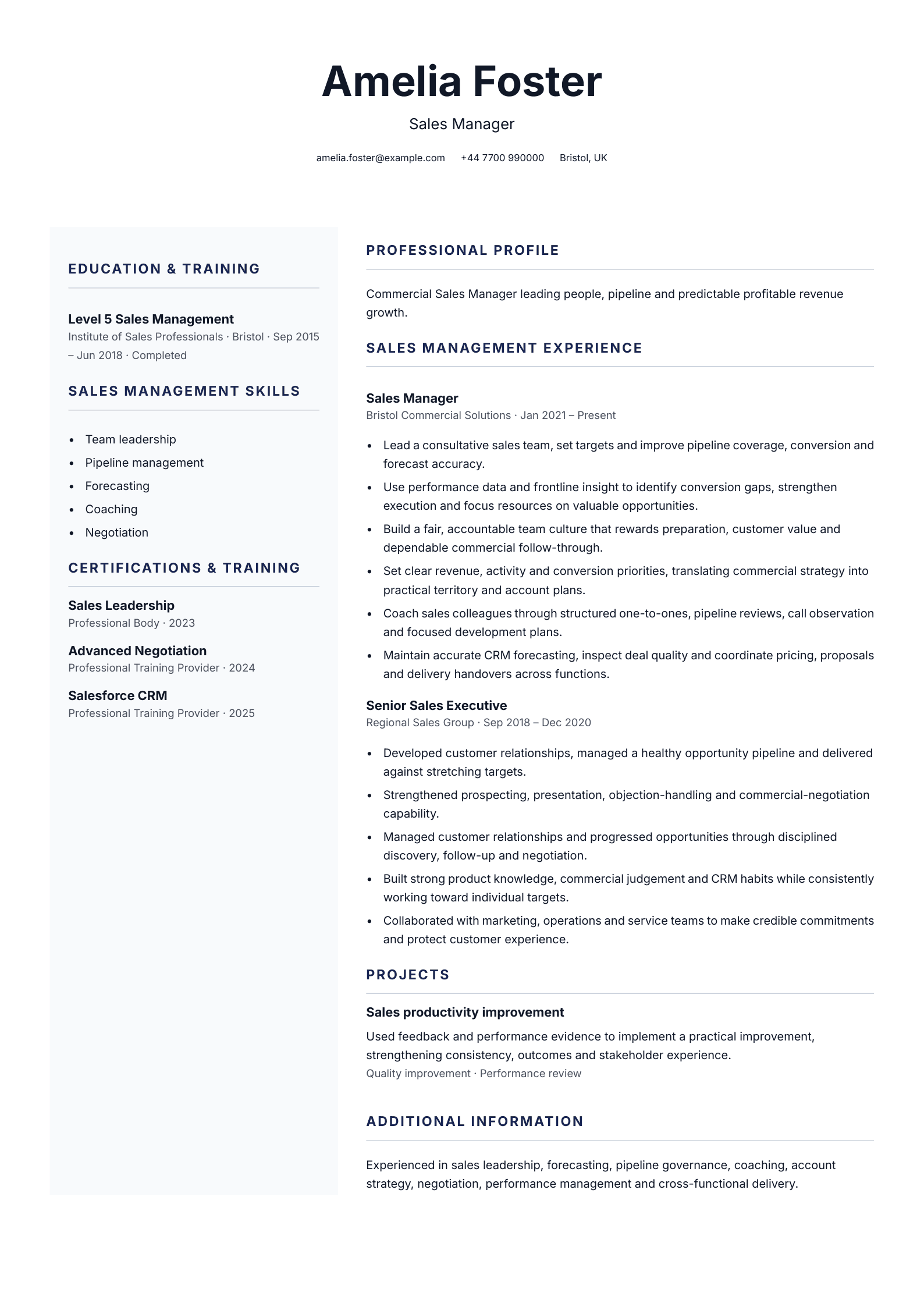 Retail banker CV