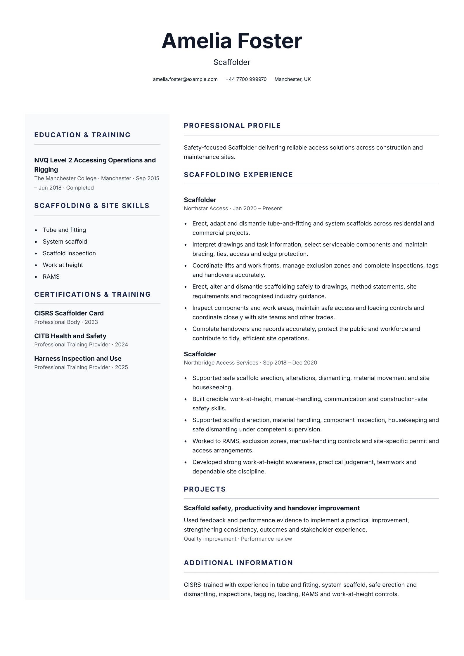 Scaffolder CV