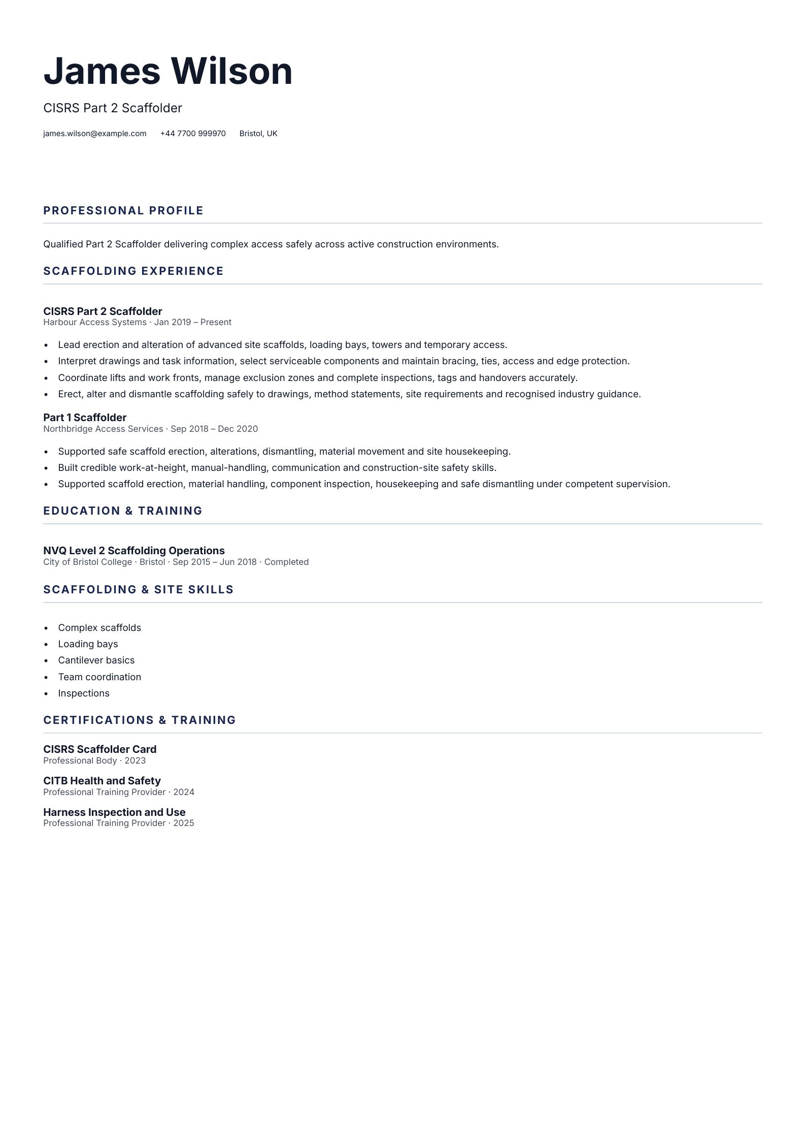 CISRS Part 2 Scaffolder CV template