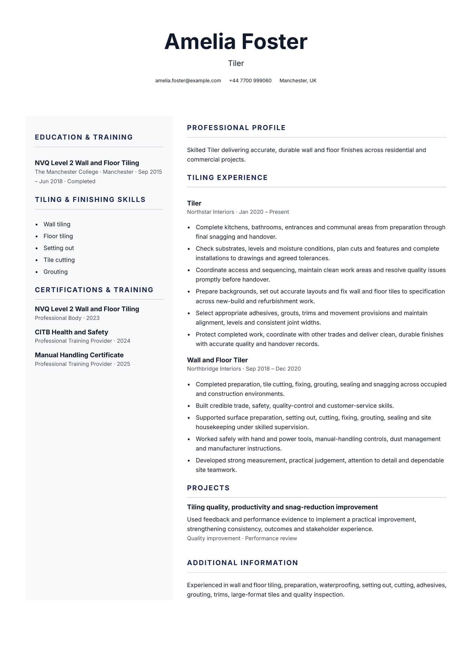 Tiler CV
