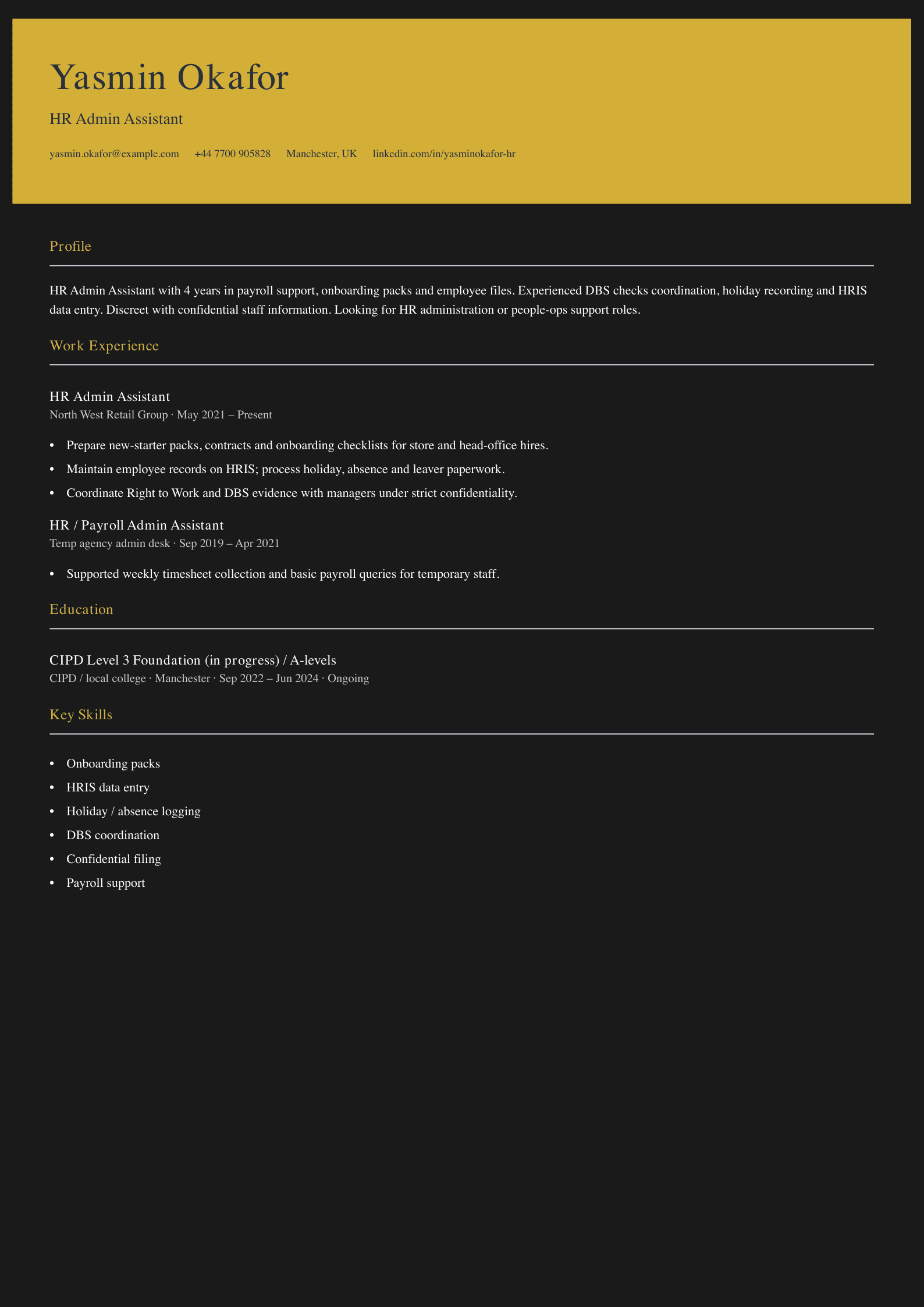 hr admin assistant cv template