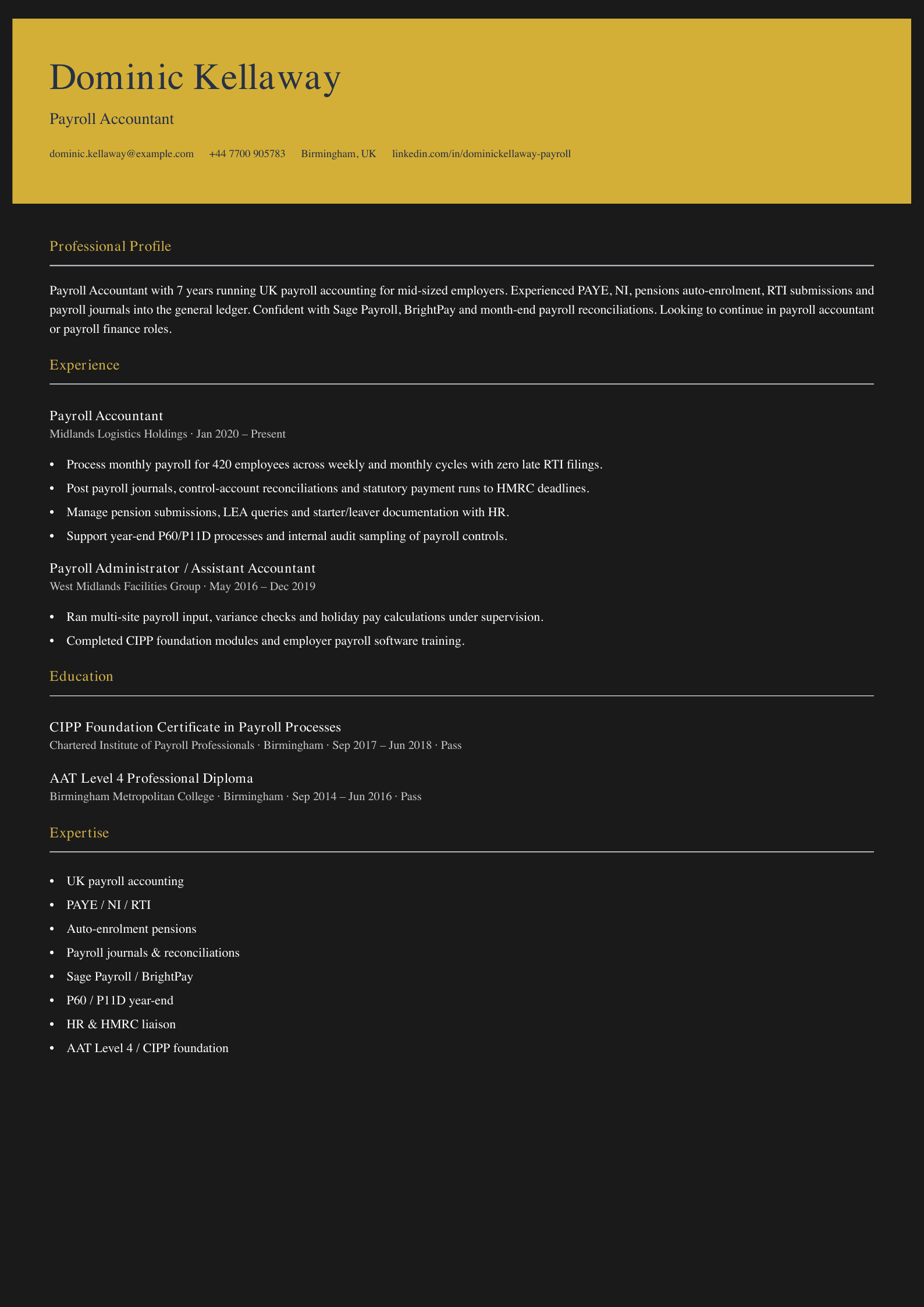 payroll accountant cv template