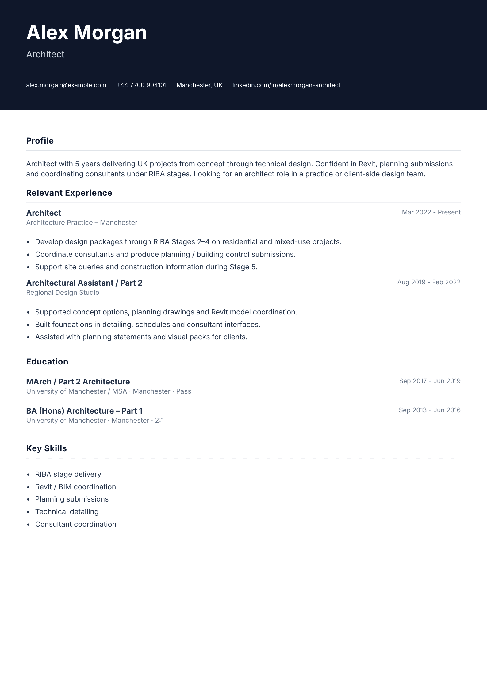 Architect CV template