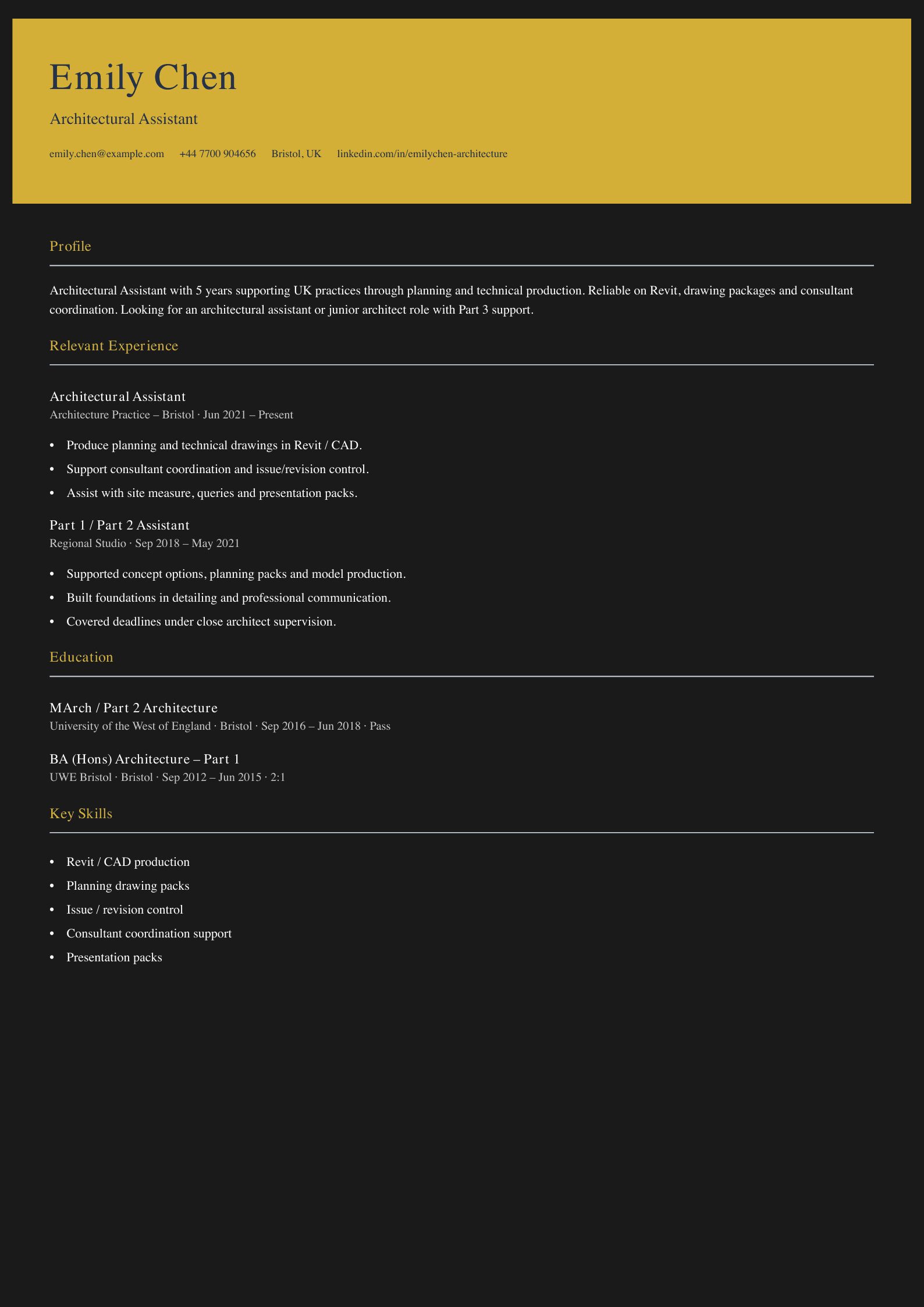 architectural assistant CV template