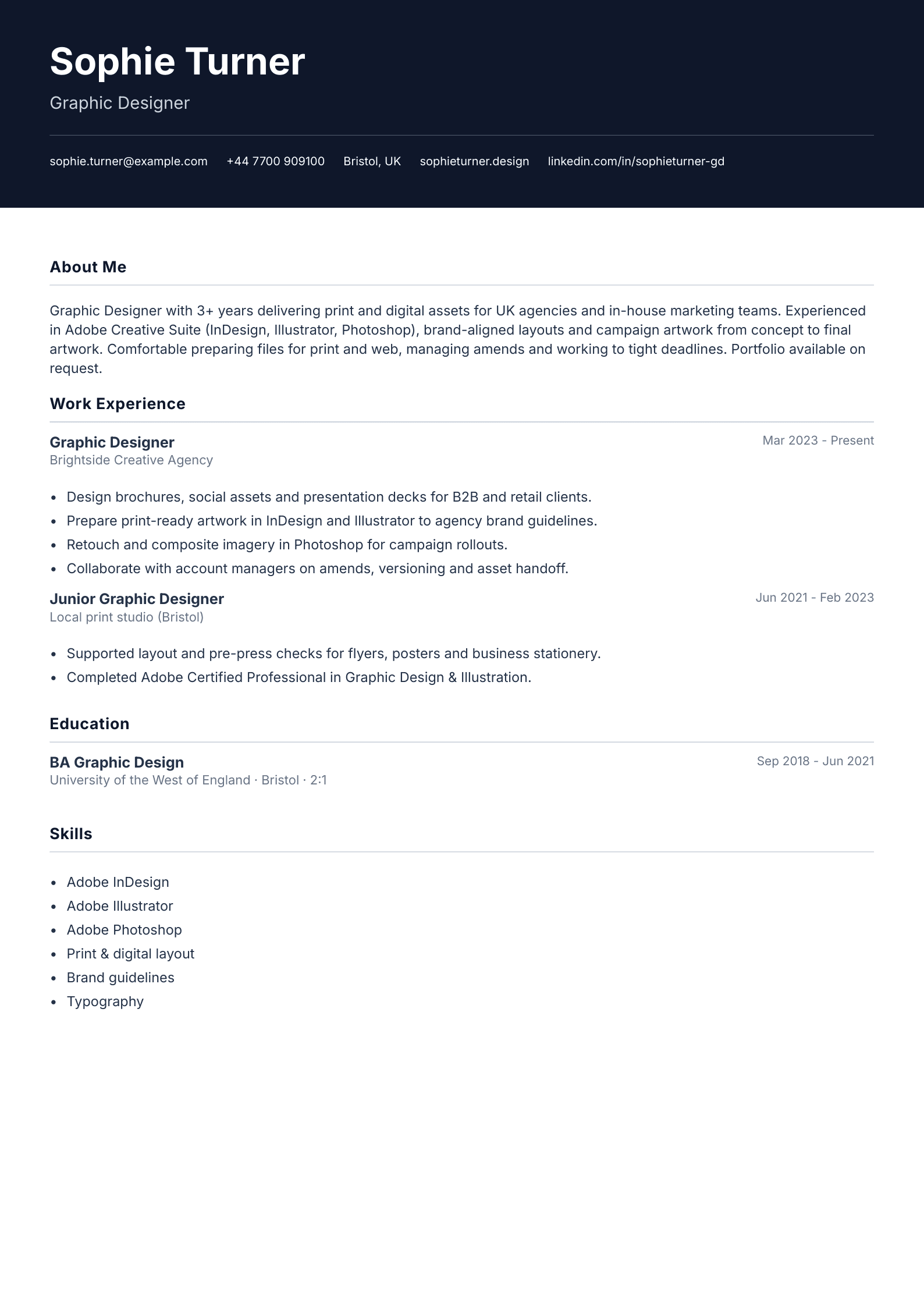 Graphic designer CV template