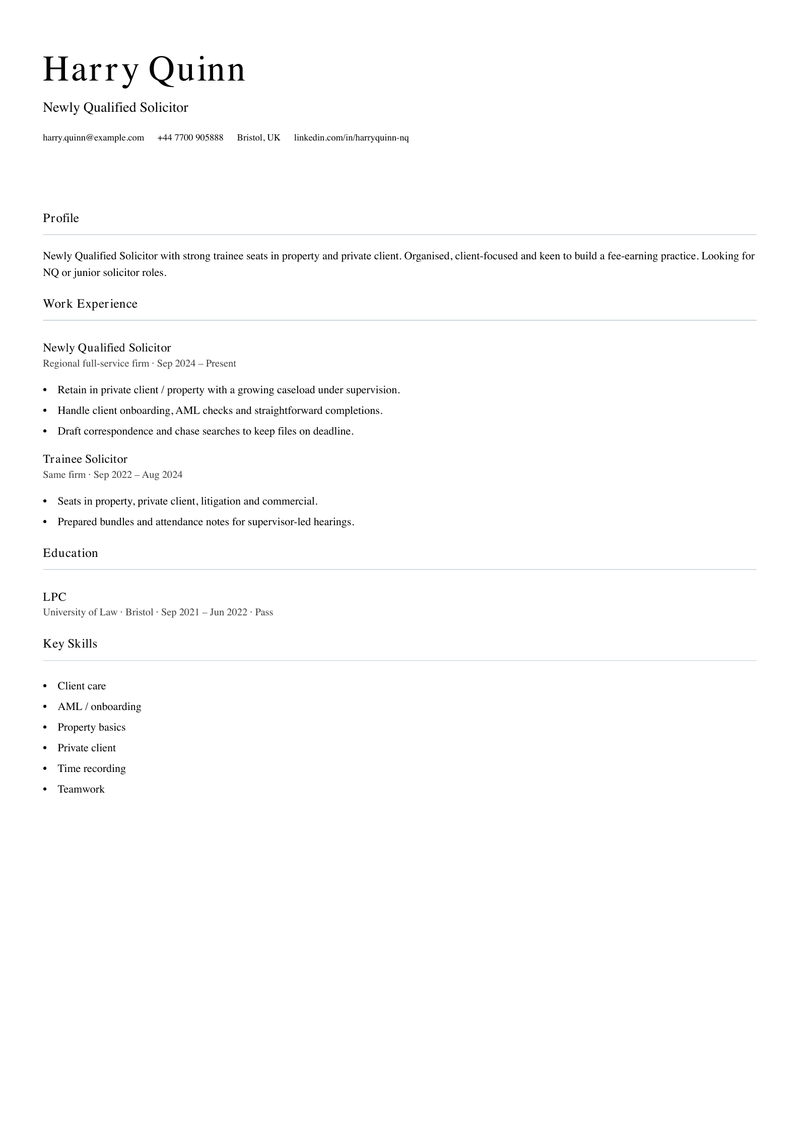 free legal cv template newly qualified solicitor