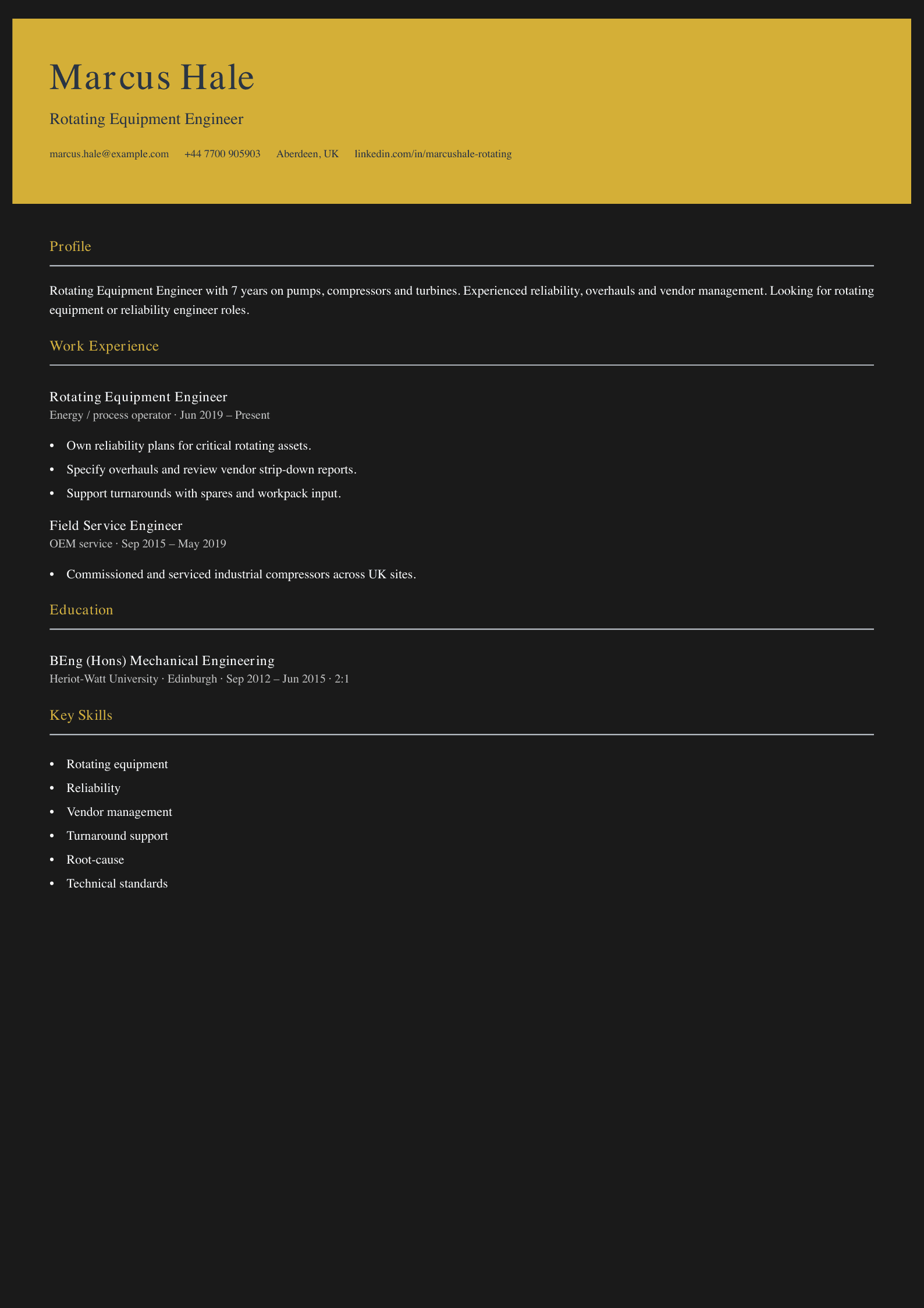 rotating equipment engineer cv template