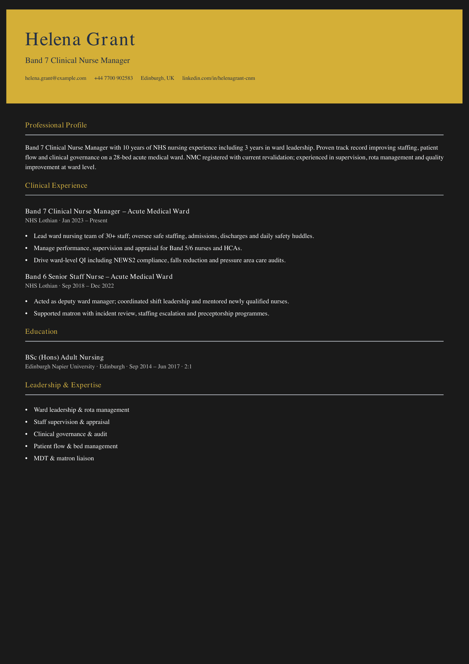 clinical nurse manager cv template