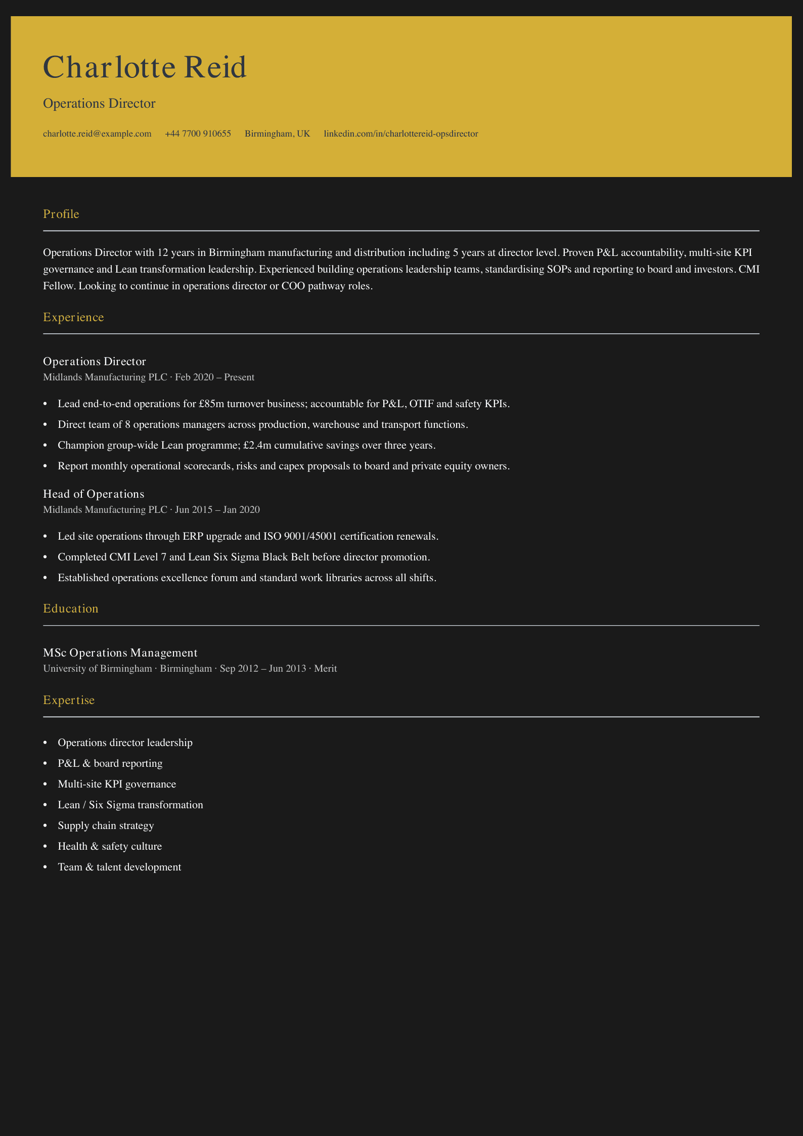operations director cv template