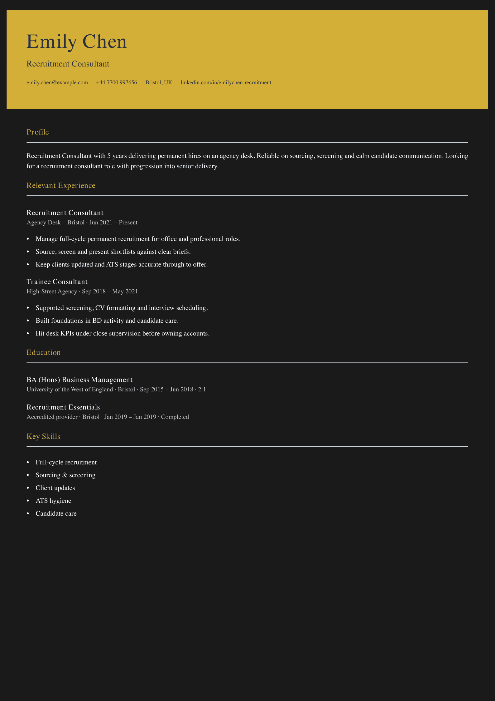 recruitment consultant CV template lean