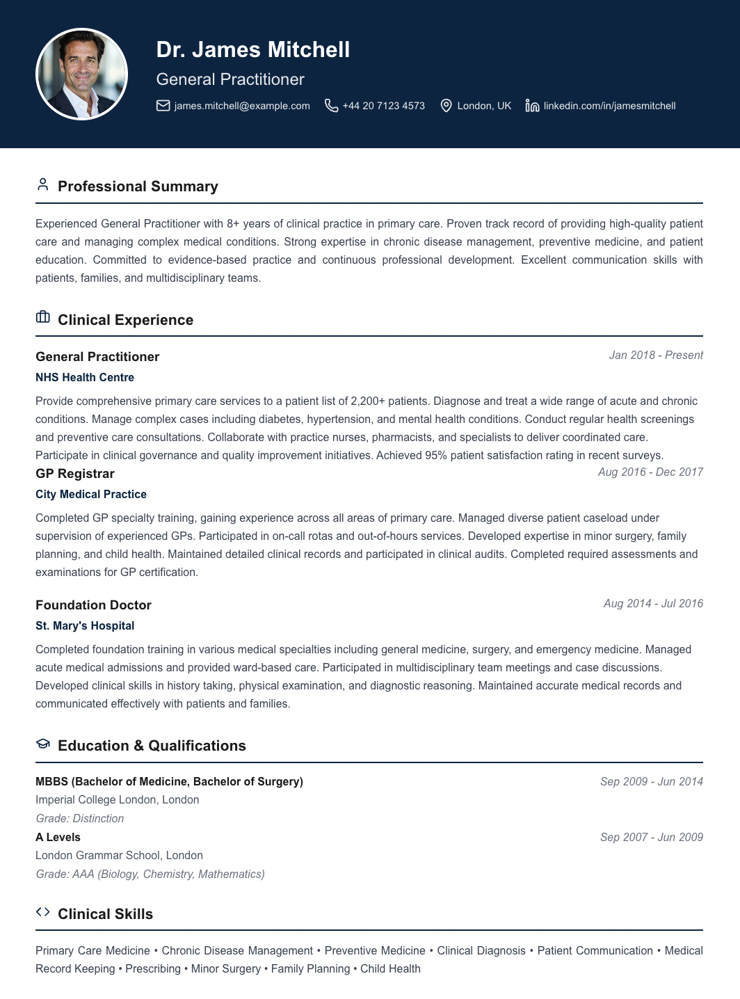 free medical cv template medical professional